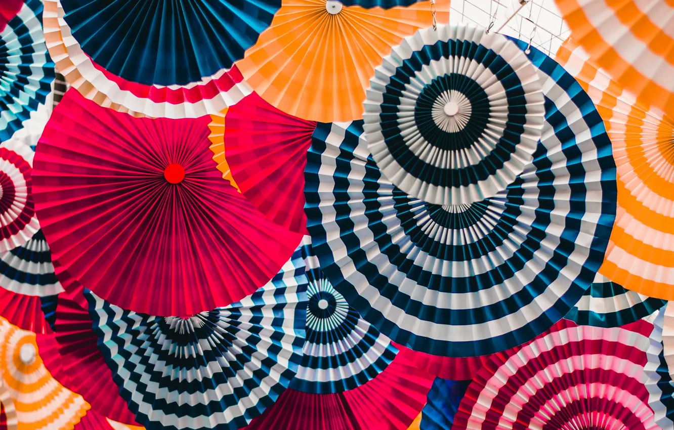 Фото обои colorful, circles, blur, decoration, bright, umbrellas, miscellanous