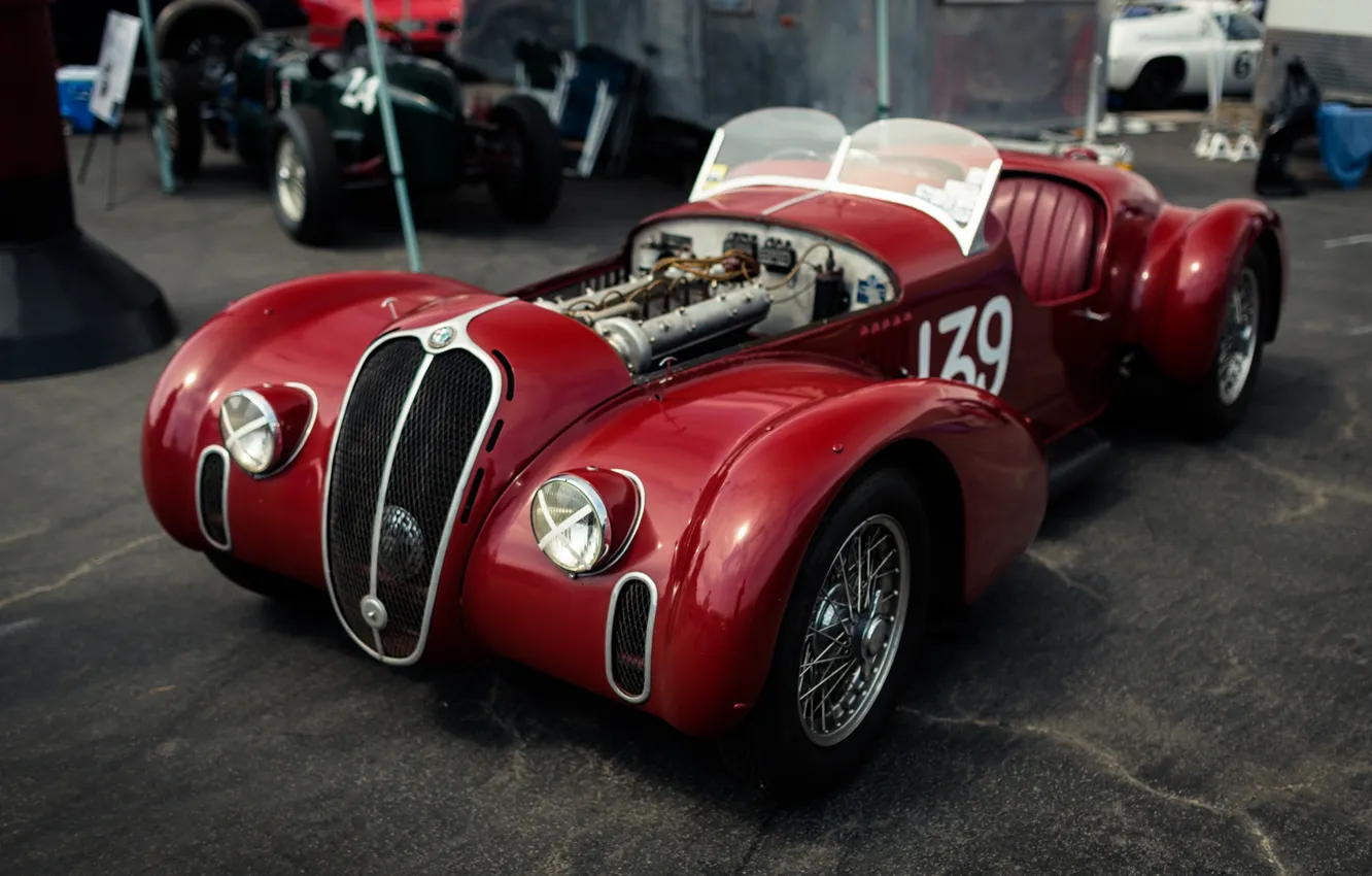 Фото обои Red, Sportcar, 1939, Spider Corsa, Alfa Romeo 6C 2500 SS