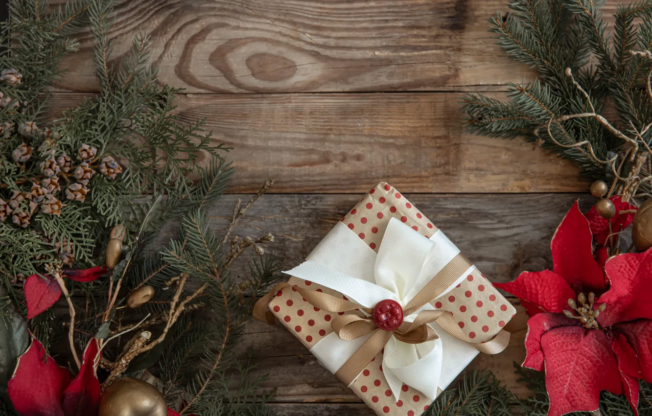 Фото обои украшения, подарок, Рождество, Новый год, christmas, new year, vintage, winter, merry, decoration, cozy, gift box