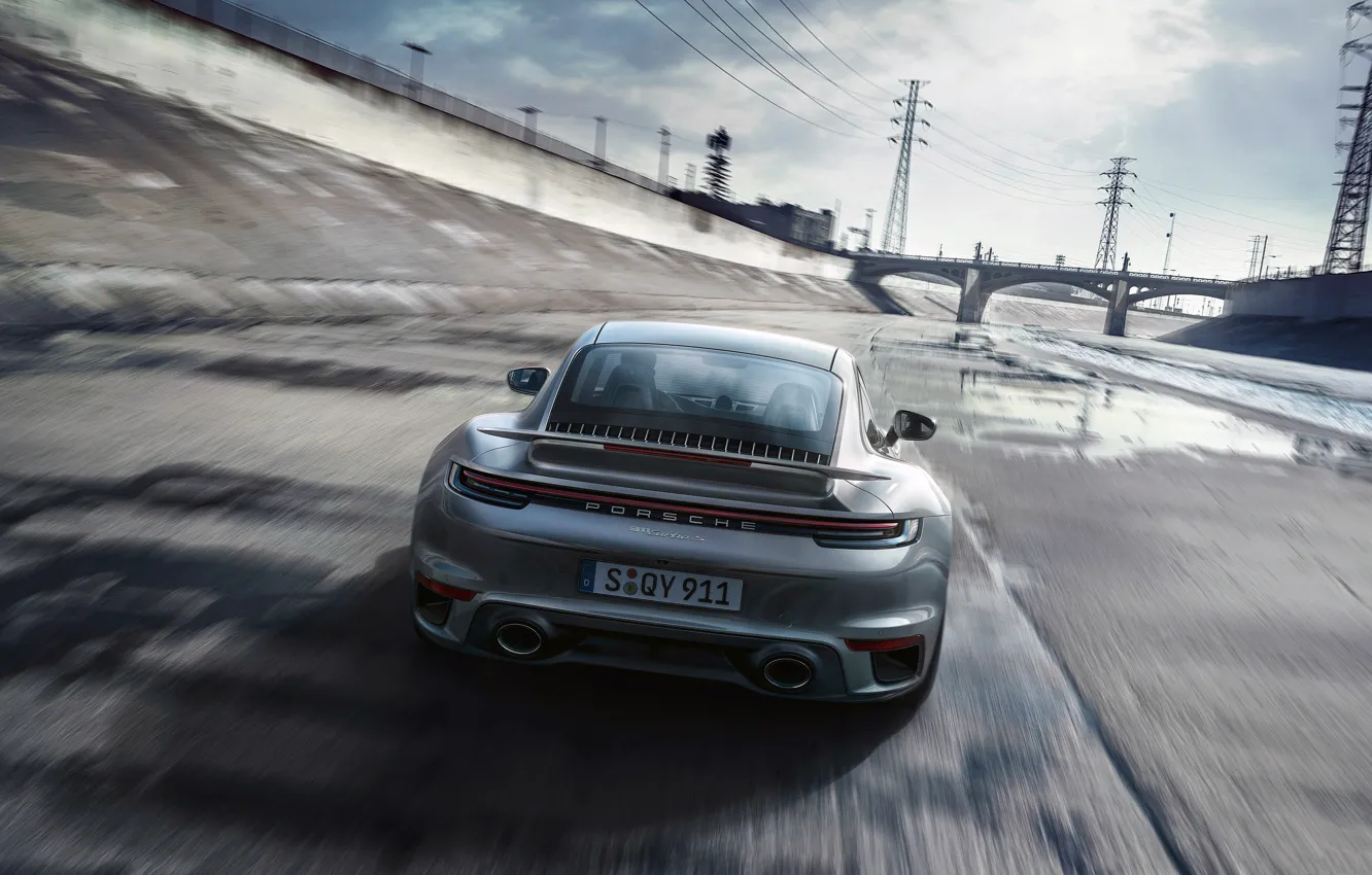Фото обои Водосток, Вид сзади, Porsche-911-Turbo-S-2020
