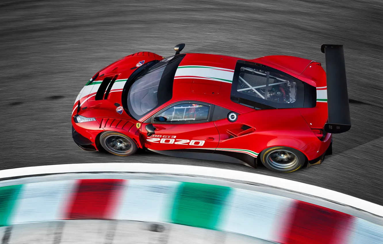 Фото обои Ferrari, трек, Evo, GT3, 488, Ferrari 488