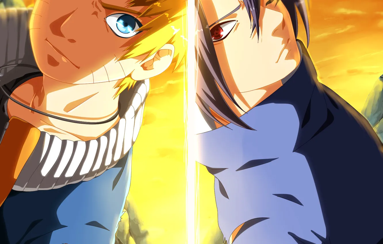 Фото обои Naruto, мальчики, Учиха Саске, Наруто Узумаки