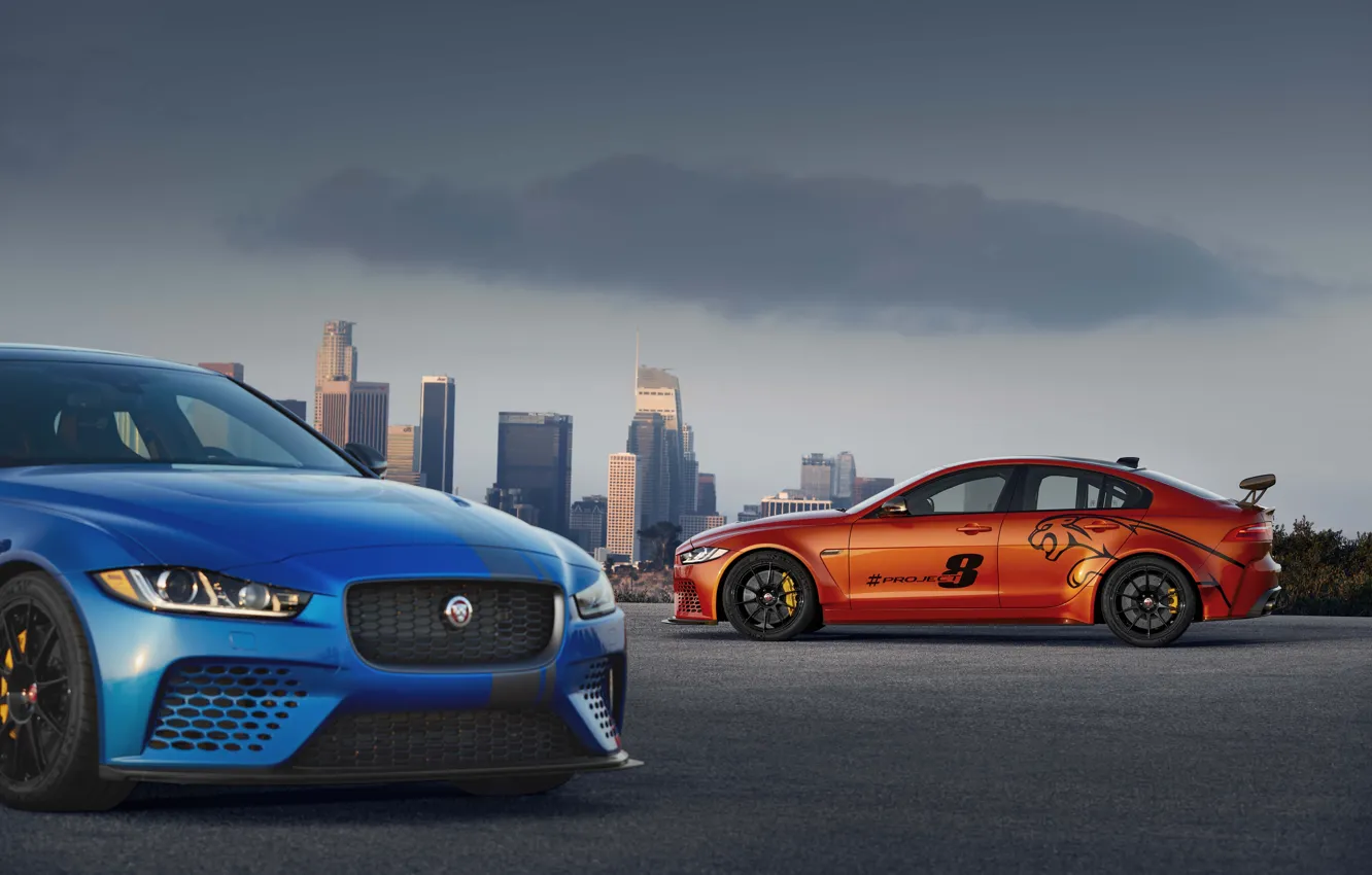 Фото обои Jaguar, Orange, Blue, XE, SV Project 8