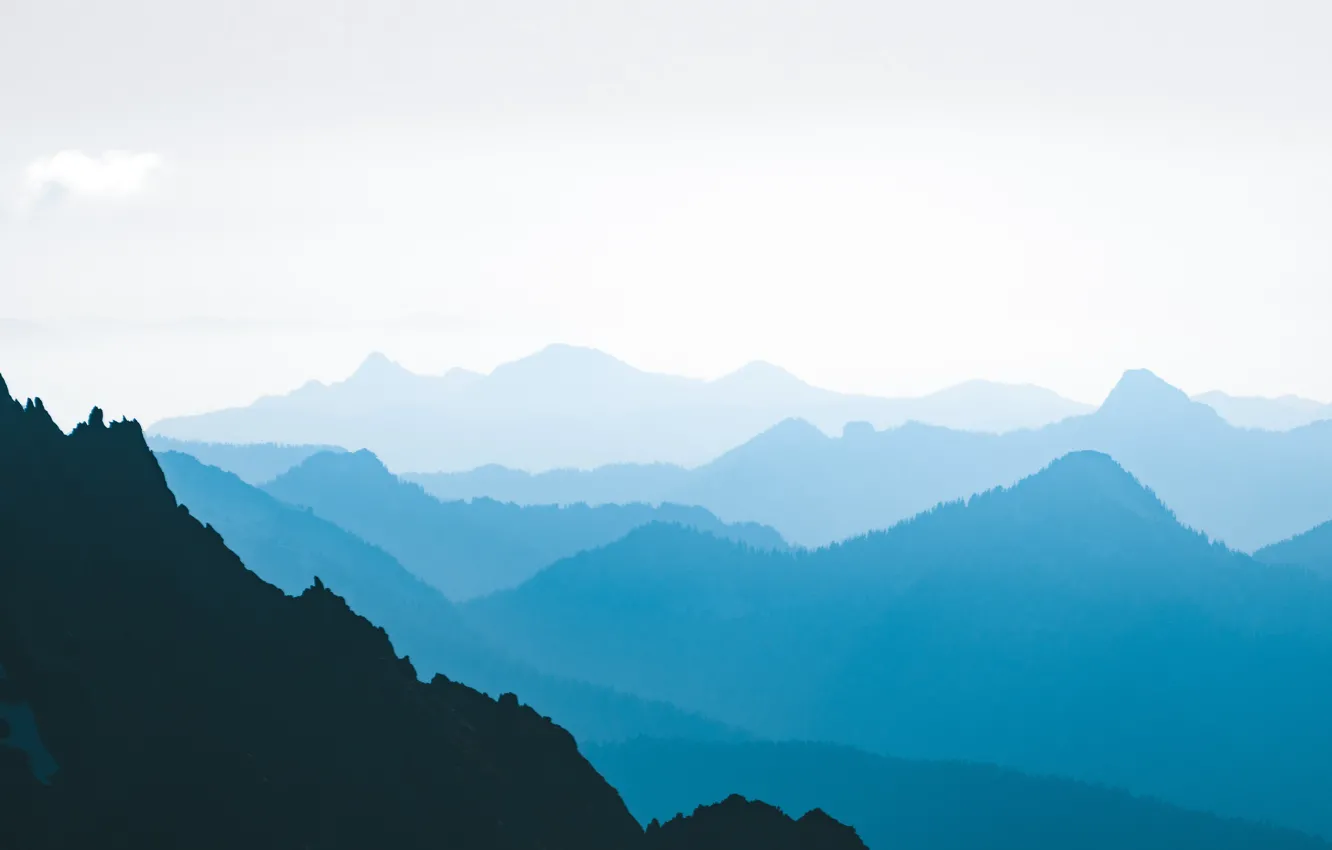 Фото обои небо, горы, природа, туман, США, Национальный парк Норт-Каскейдс, Голубые холмы