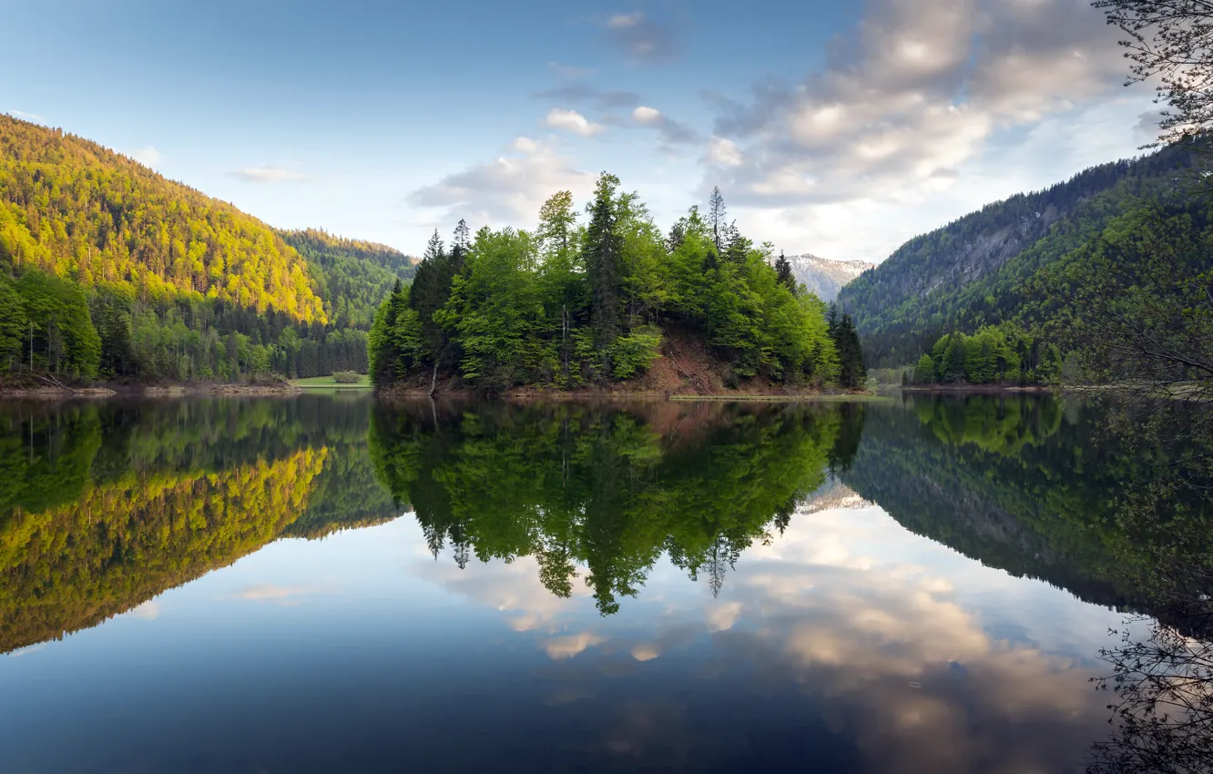 Фото обои mountains, lake, germany, bavaria, perfect reflection