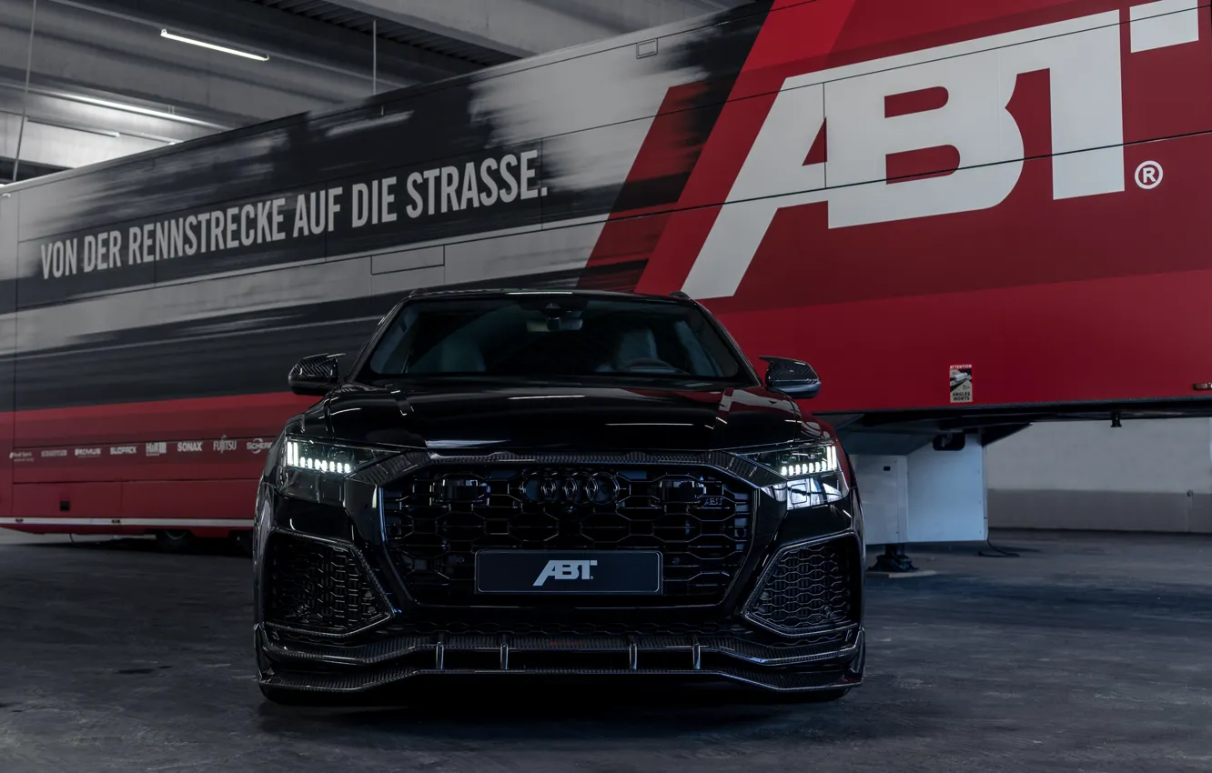 Фото обои Audi, Light, Front, Black, ABT, Face, Sight, Signature Edition, 2022, Audi RS Q8, ABT RS …