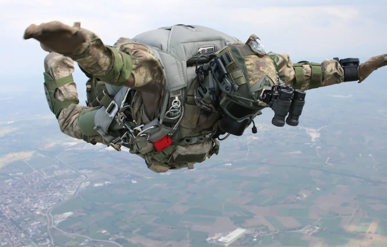 Фото обои прыжок, парашют, Турция, спецназ, Турецкий спецназ