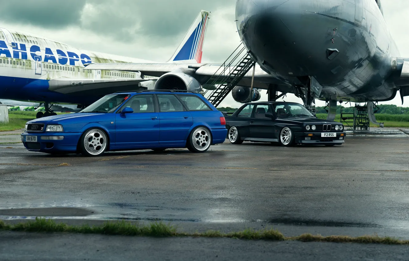 Фото обои BMW, AUDI, COUPE, E30, RS2, AVANT, AUDI 80, AUDI RS2