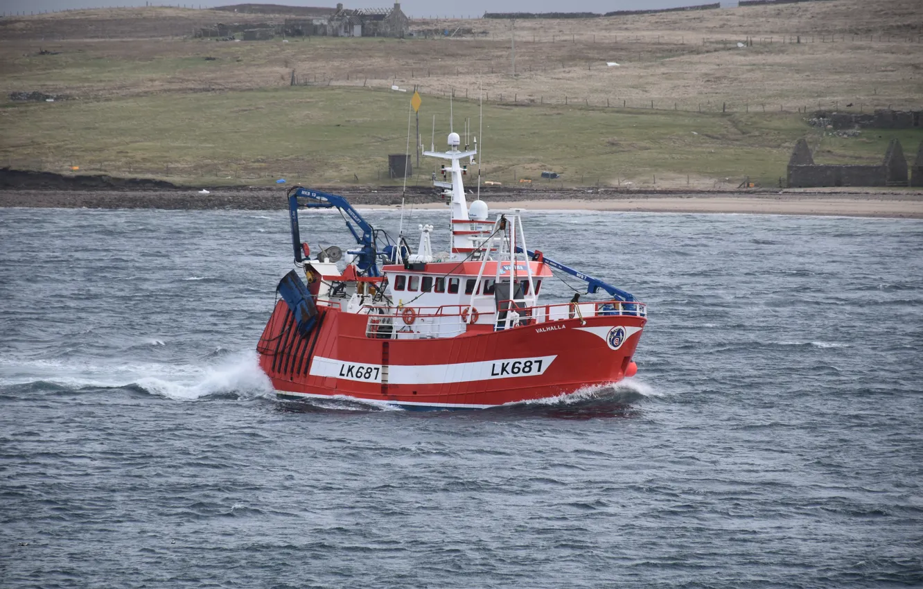 Фото обои работа, рыбак, Шетландские острова