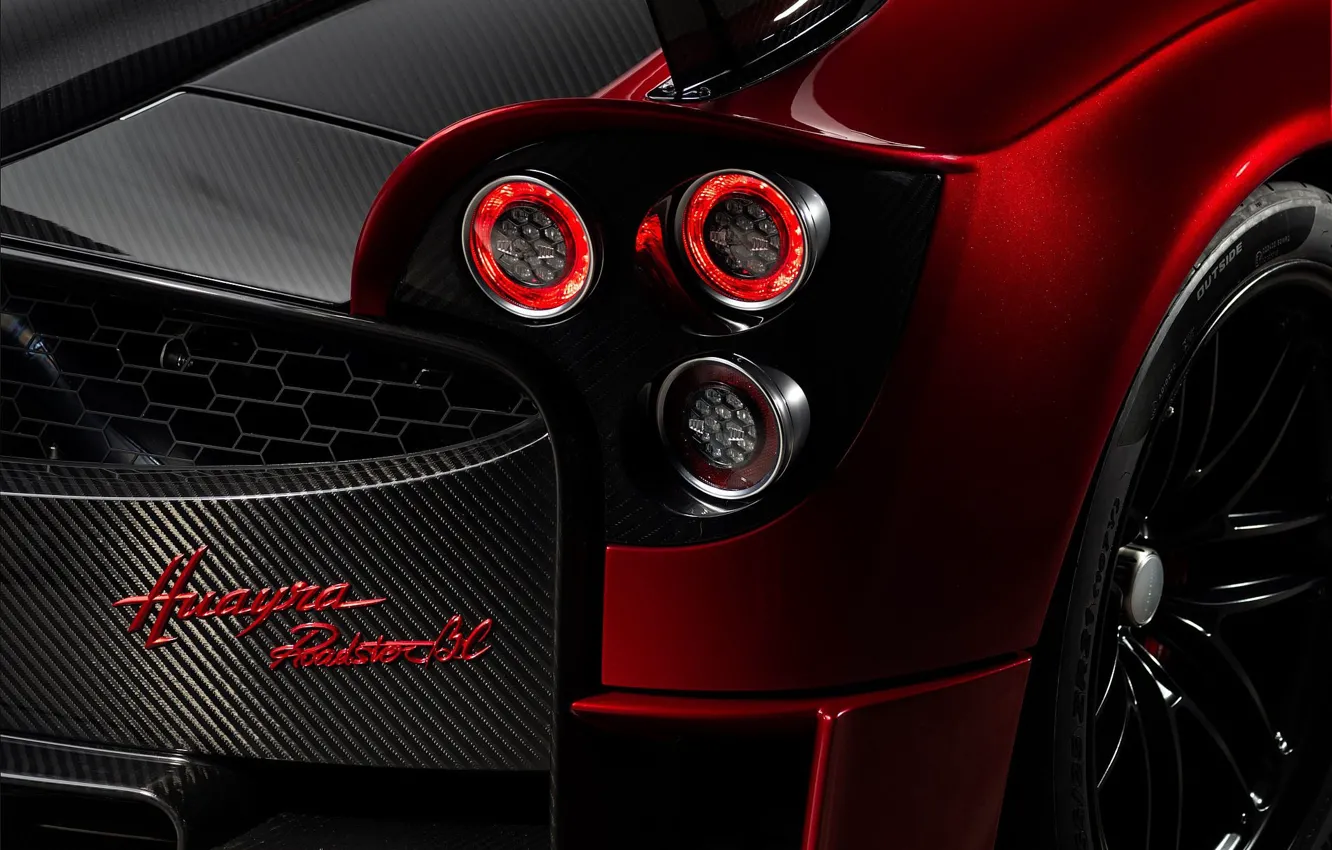 Фото обои надпись, Pagani, Huayra, exterior, carbon fiber, часть кузова, Roadster BC