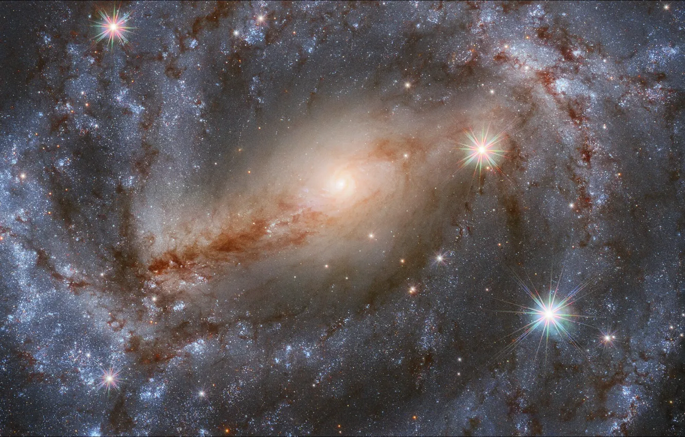 Фото обои space, stars, two, spiral galaxy, information, wallpapers 1920 x 1080
