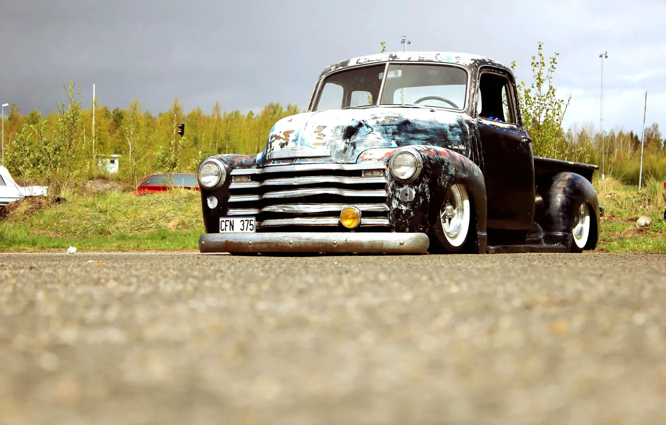 Фото обои Chevrolet, Truck, Custom, Rat Rod, 3100. 