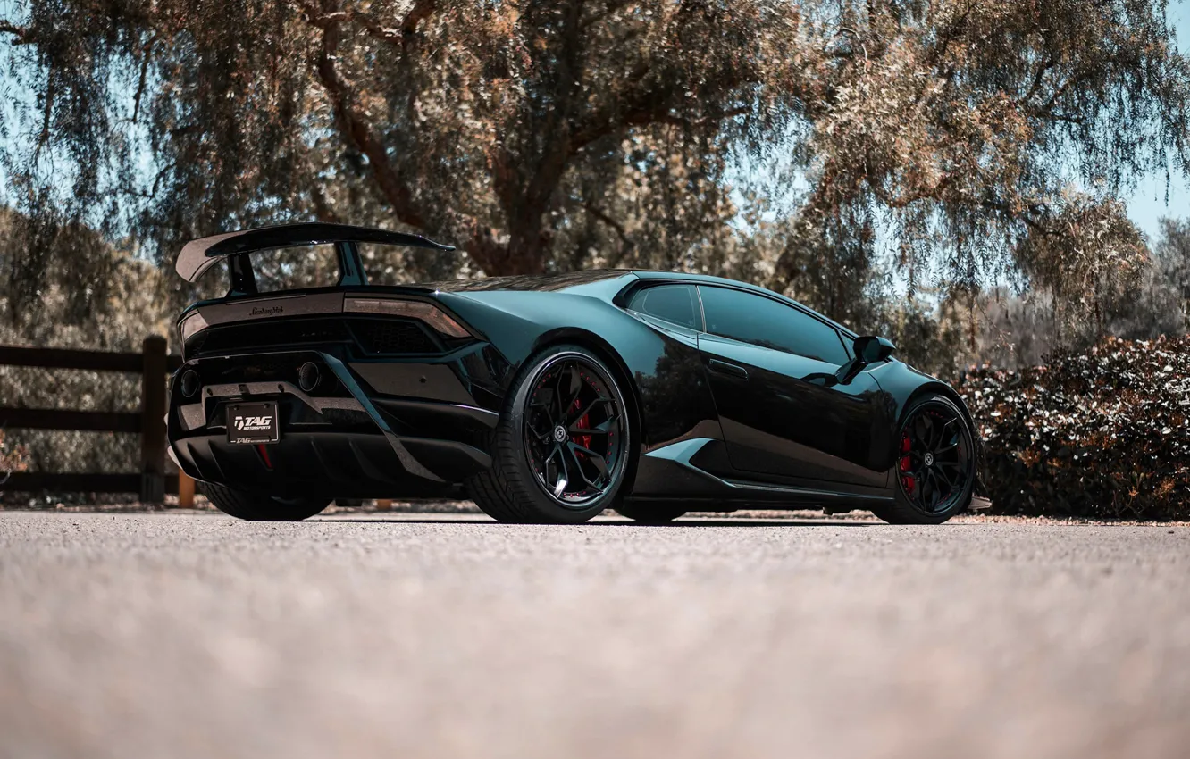 Фото обои Lamborghini, black, tuning, Huracan