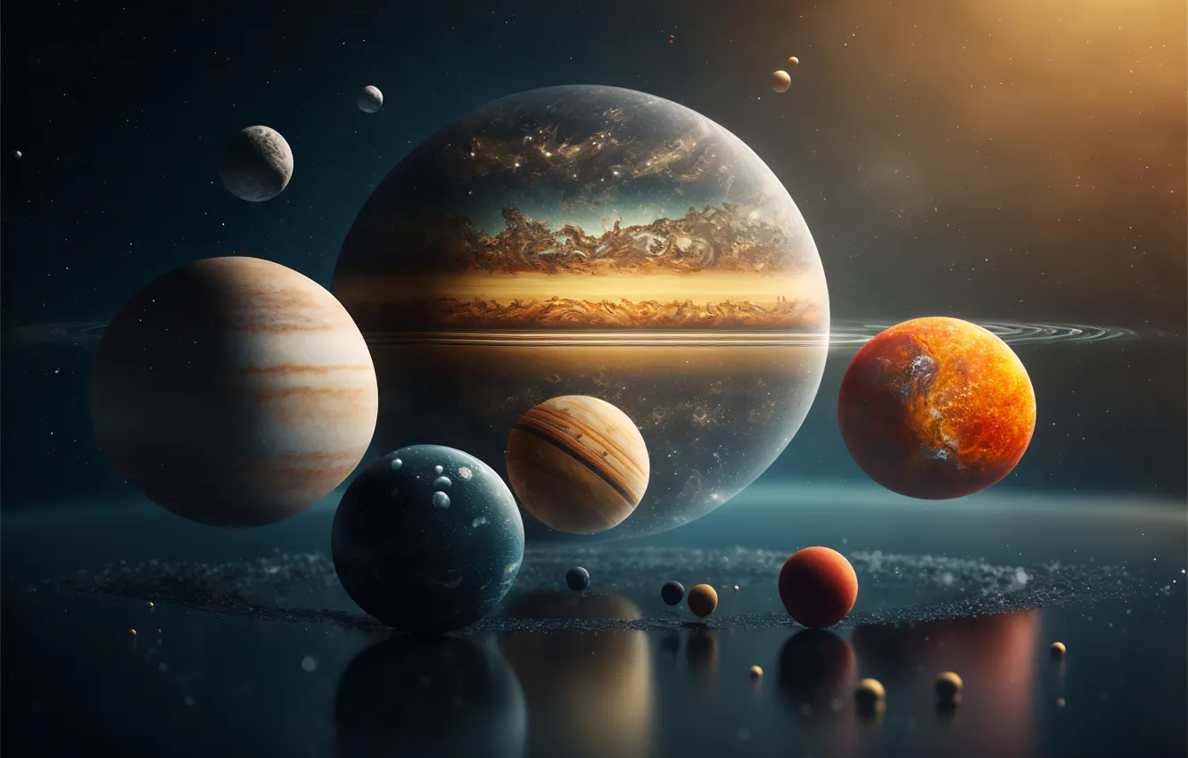 Фото обои вселенная, планеты, звёзды, галактика, солнечная система