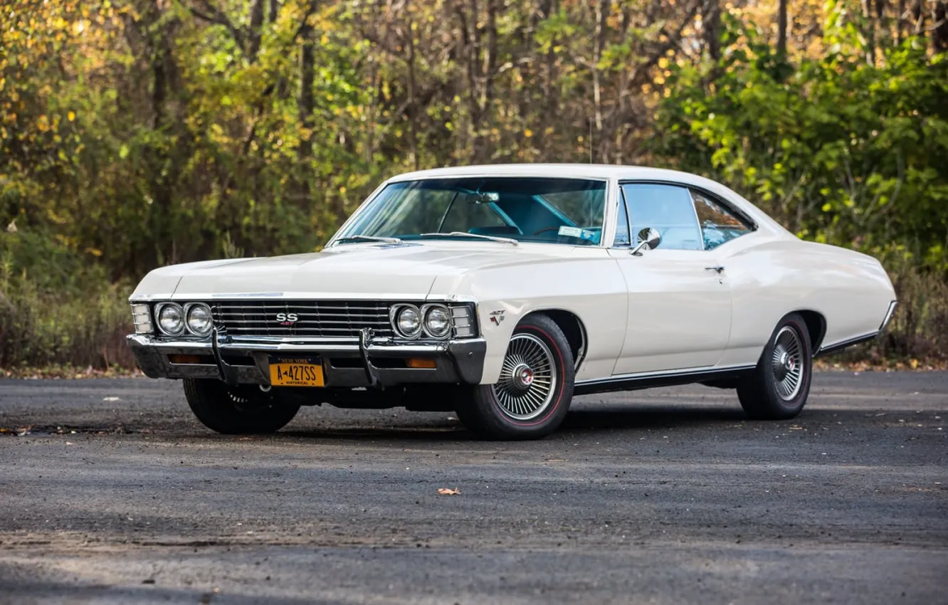 Фото обои Chevrolet, Car, White, Impala, Muscle classic, 1967 Year, 427 SS