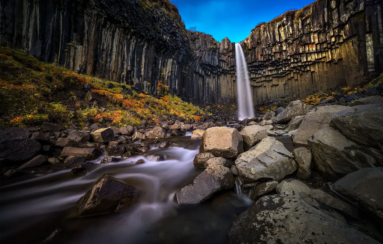 Фото обои камни, скалы, водопад, Исландия