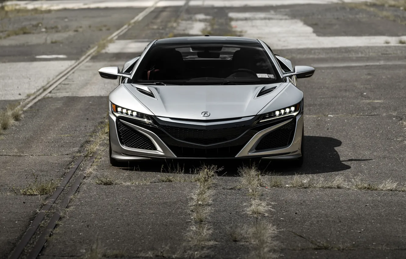 Фото обои Front, Acura, NSX, Face, Silver, LED