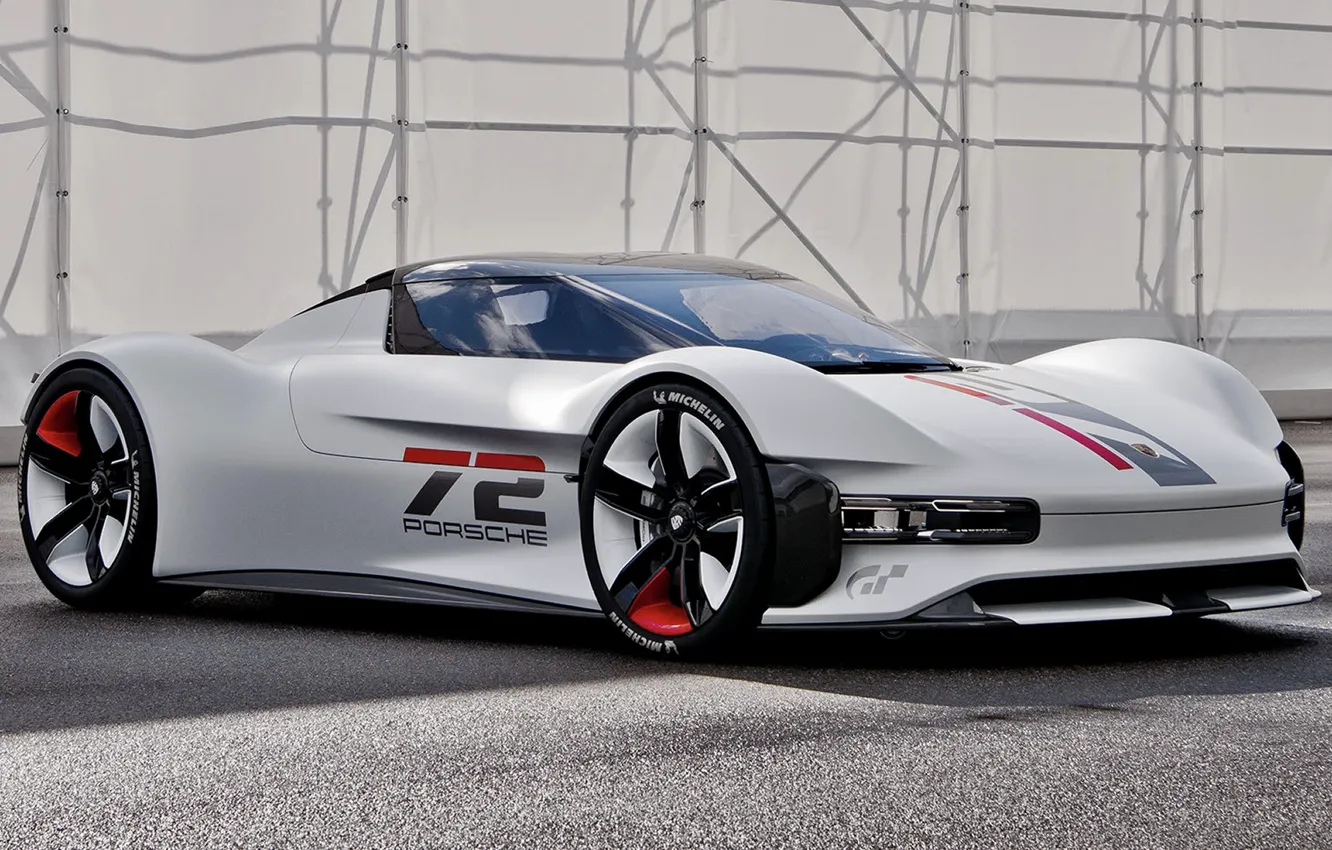 Фото обои дизайн, Porsche, Vision, экстерьер, Gran Turismo, 2021, обтекаемые формы, спортивный атомобиль