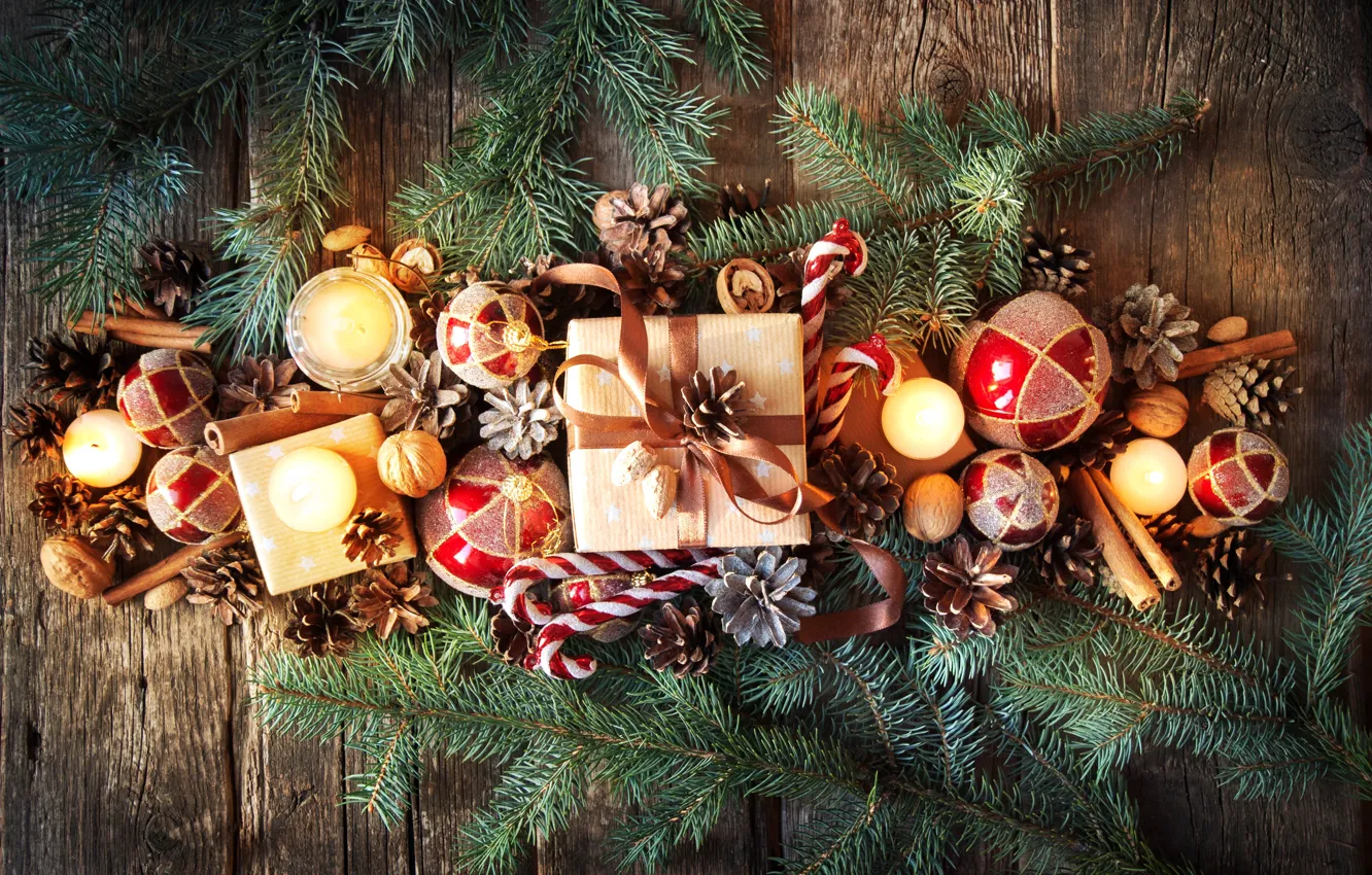 Фото обои украшения, Новый Год, Рождество, подарки, Christmas, wood, New Ye...