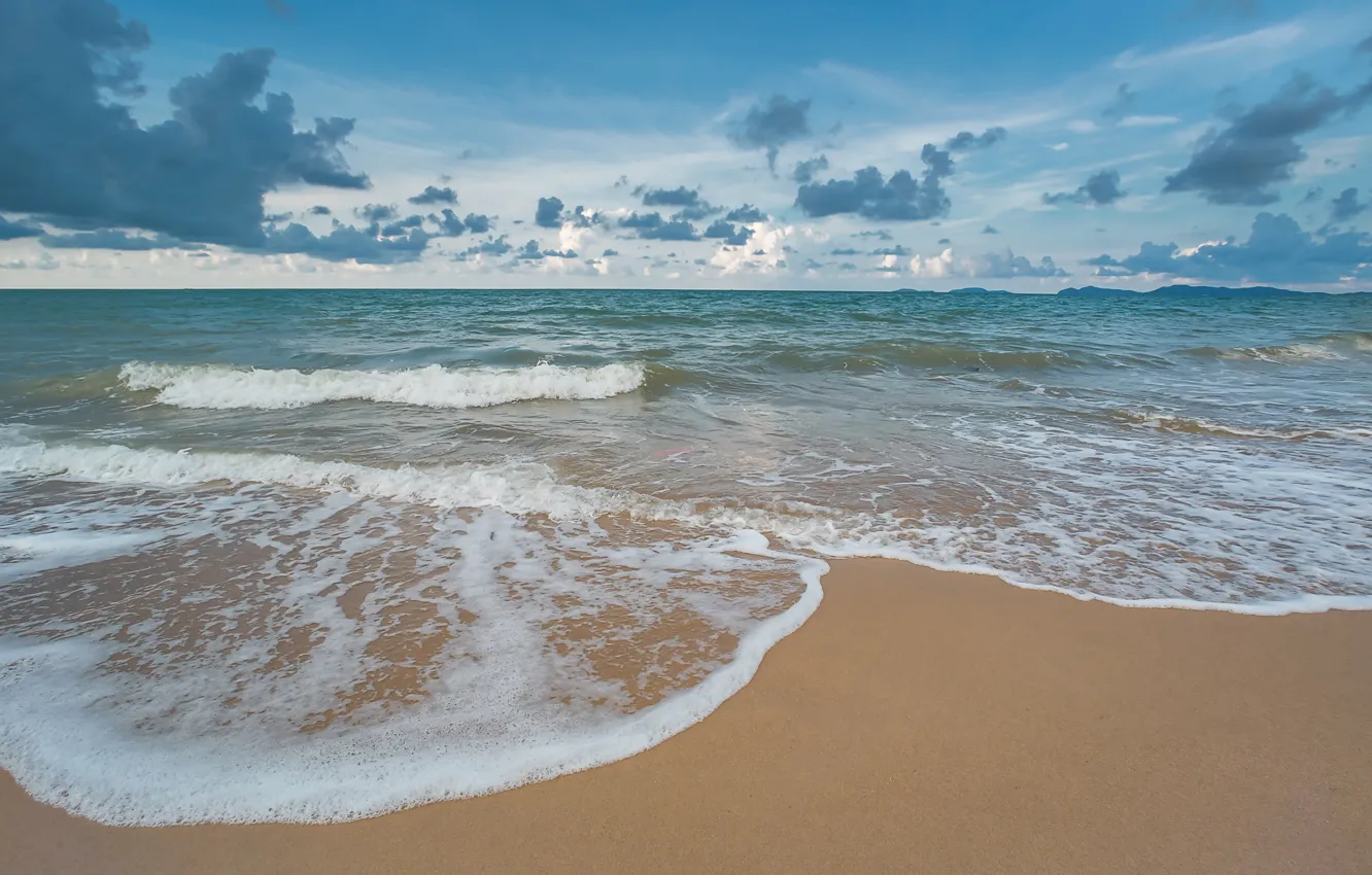 Фото обои песок, море, волны, пляж, лето, summer, beach, sea, blue, seascape, sand, wave