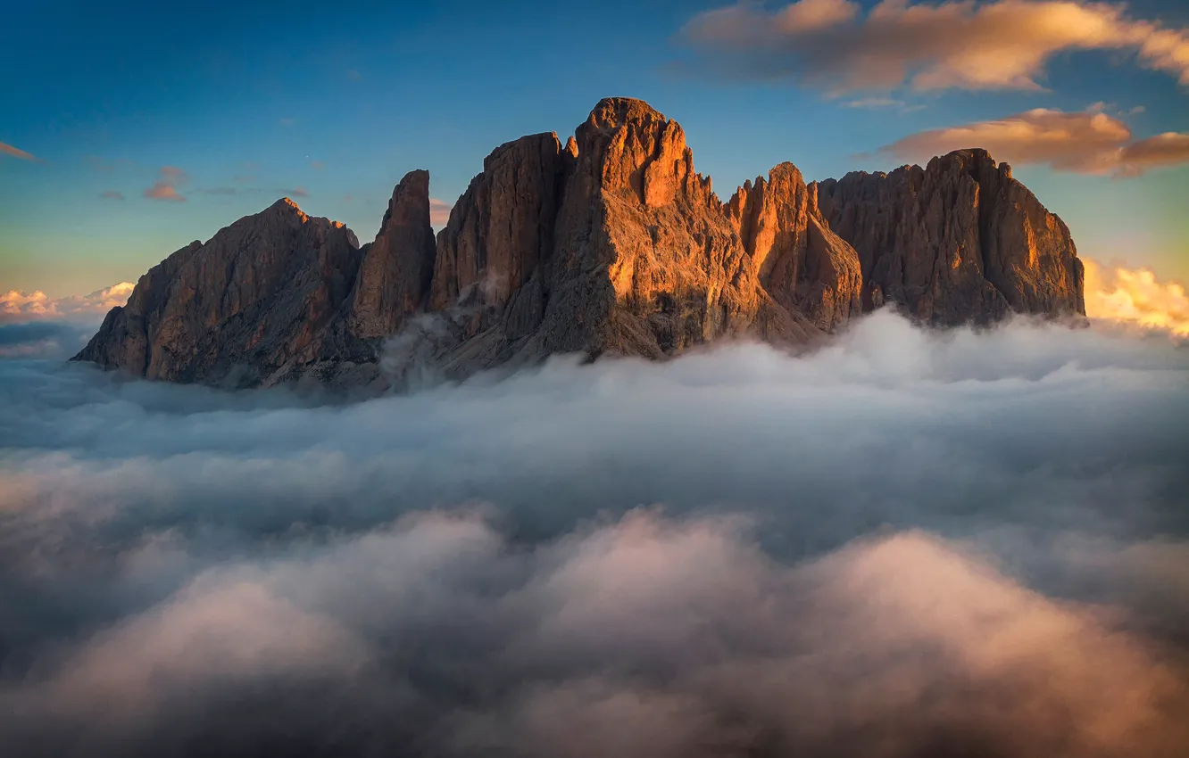 Фото обои небо, облака, горы, sky, mountains, clouds, Dolomites, Доломиты
