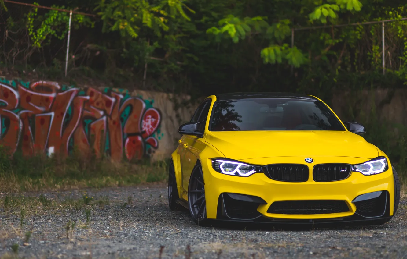 Фото обои BMW, Black, Yellow, F80, M3