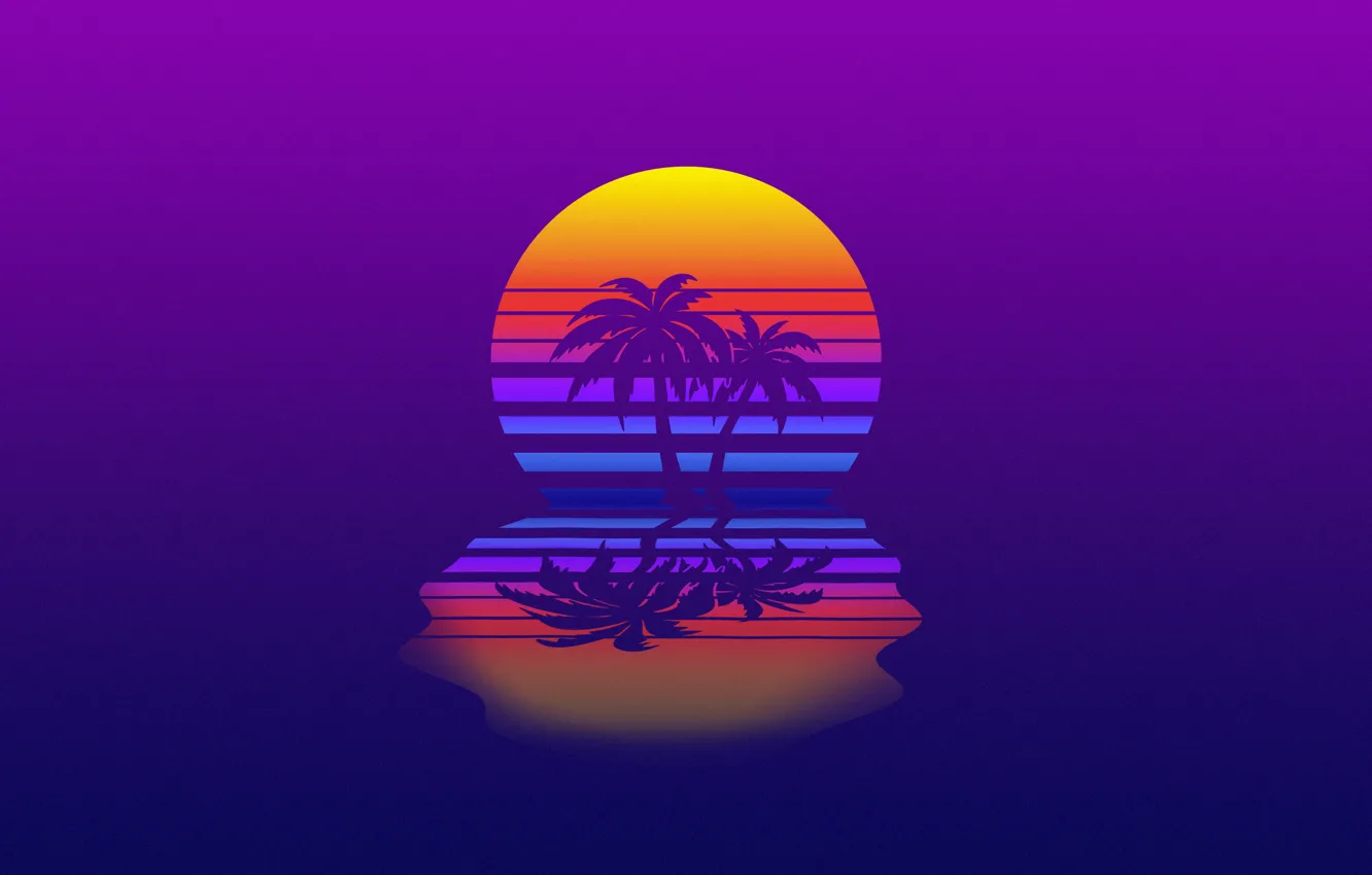 Хотлайн Майами пальмы закат