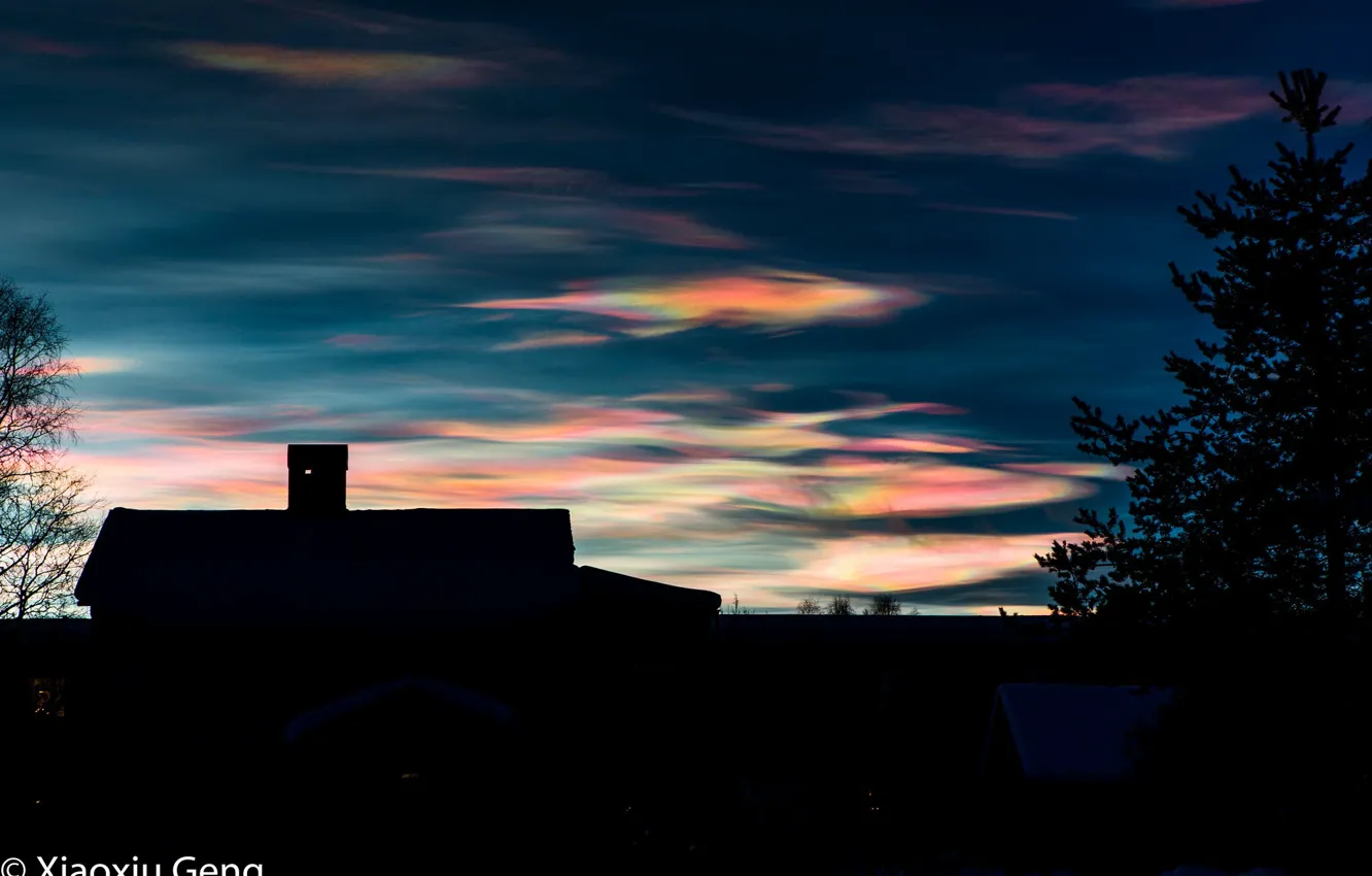Фото обои Облака, Зима, Winter, clouds, Перламутровые облака, Polar stratospheric clouds