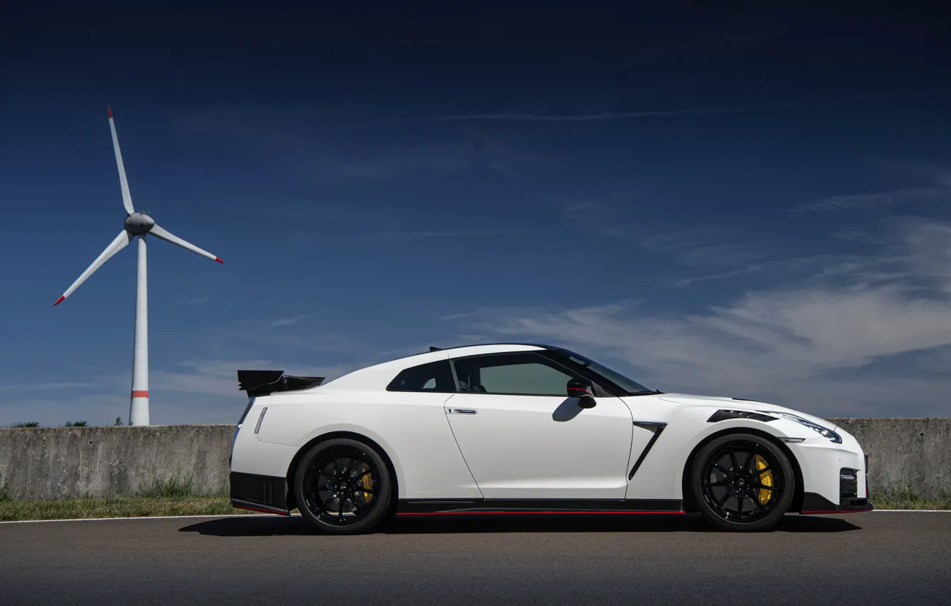 Фото обои белый, Nissan, GT-R, вид сбоку, R35, Nismo, 2020, 2019