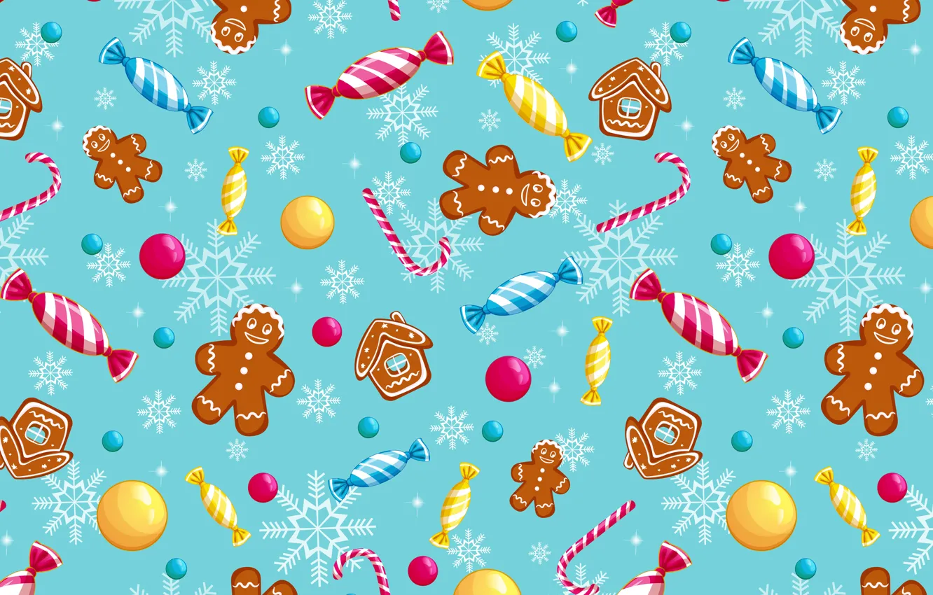 Фото обои фон, Рождество, конфеты, сладости, Новый год, christmas, background, pattern, merry, sweets, candy, пряники, gingerbread, seamless