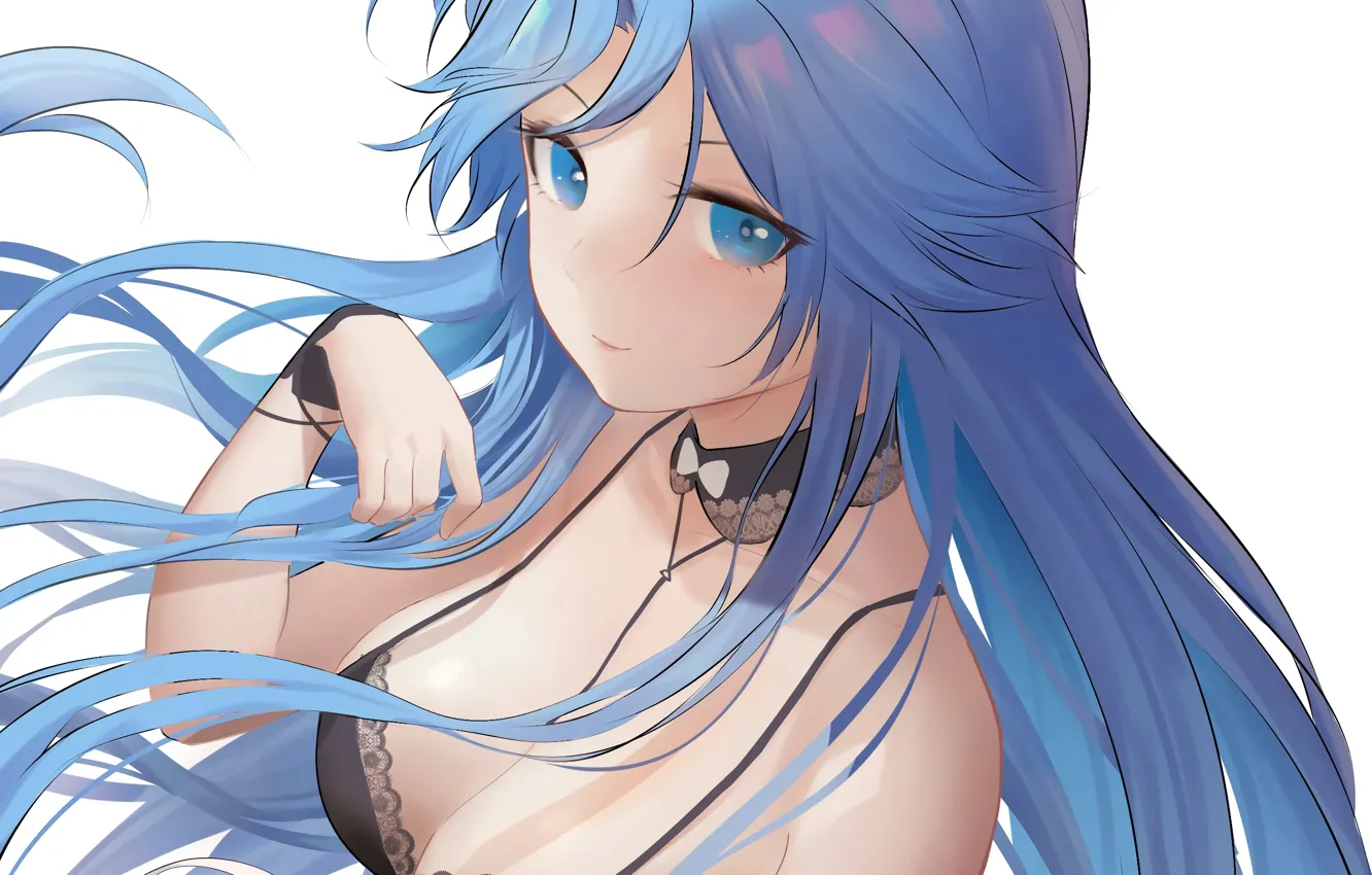 Blue haired anime boobs