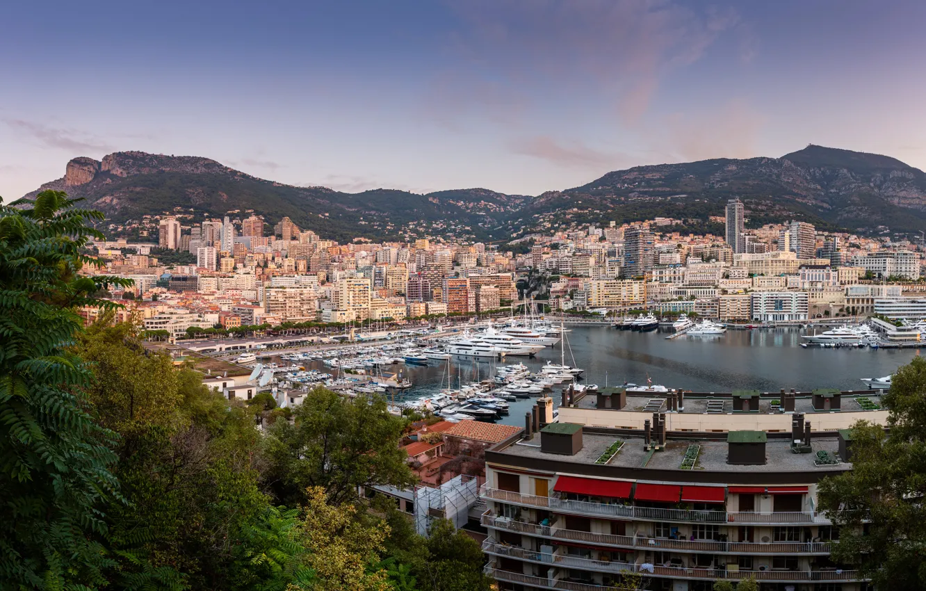 Фото обои горы, здания, дома, яхты, порт, Monaco, гавань, Монако, Монте-Карло, Monte Carlo, Порт Геркулес, Port Hercules