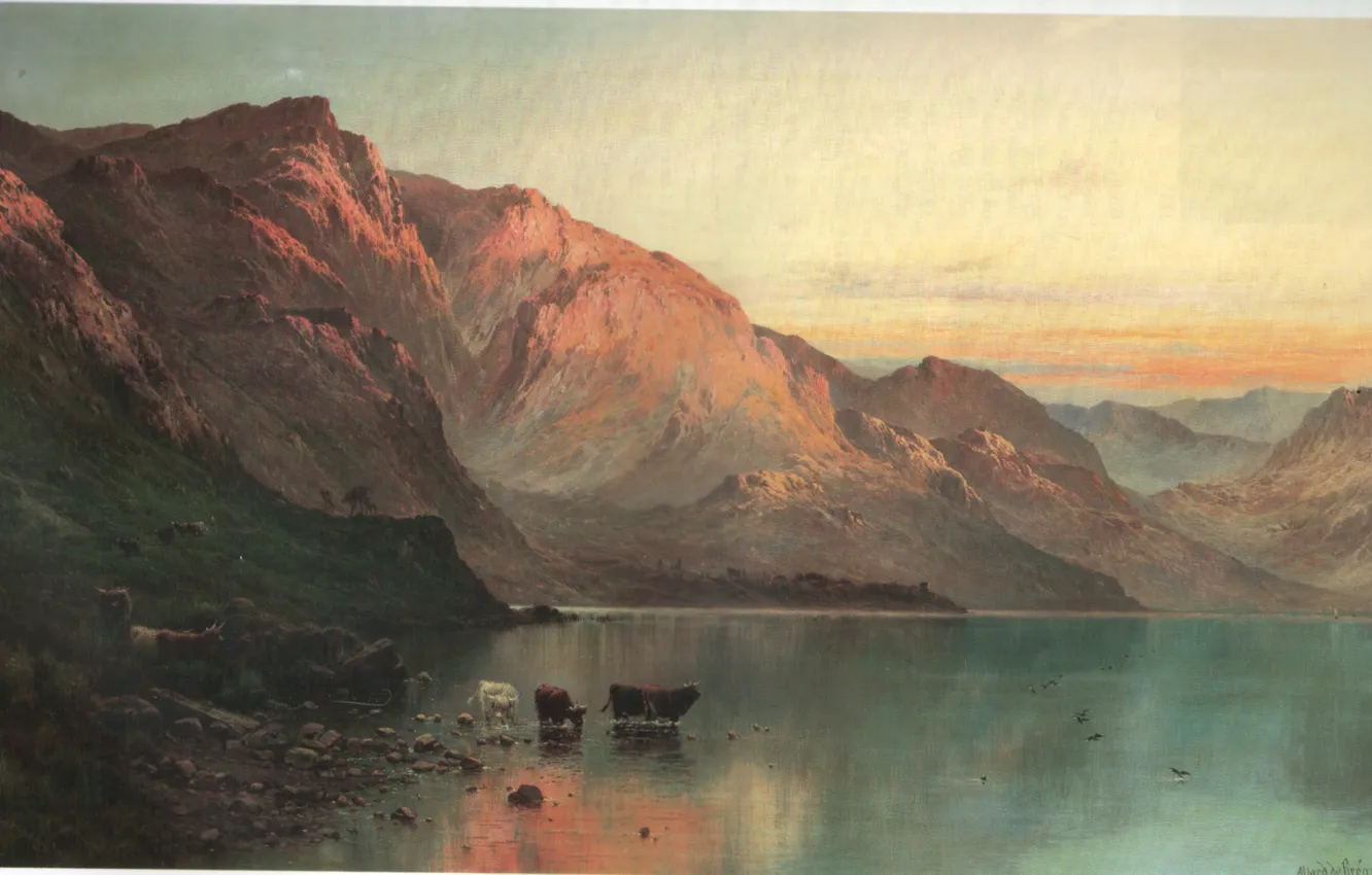 Фото обои горы, озеро, буйволы, BREANSKI, LOCH AWE