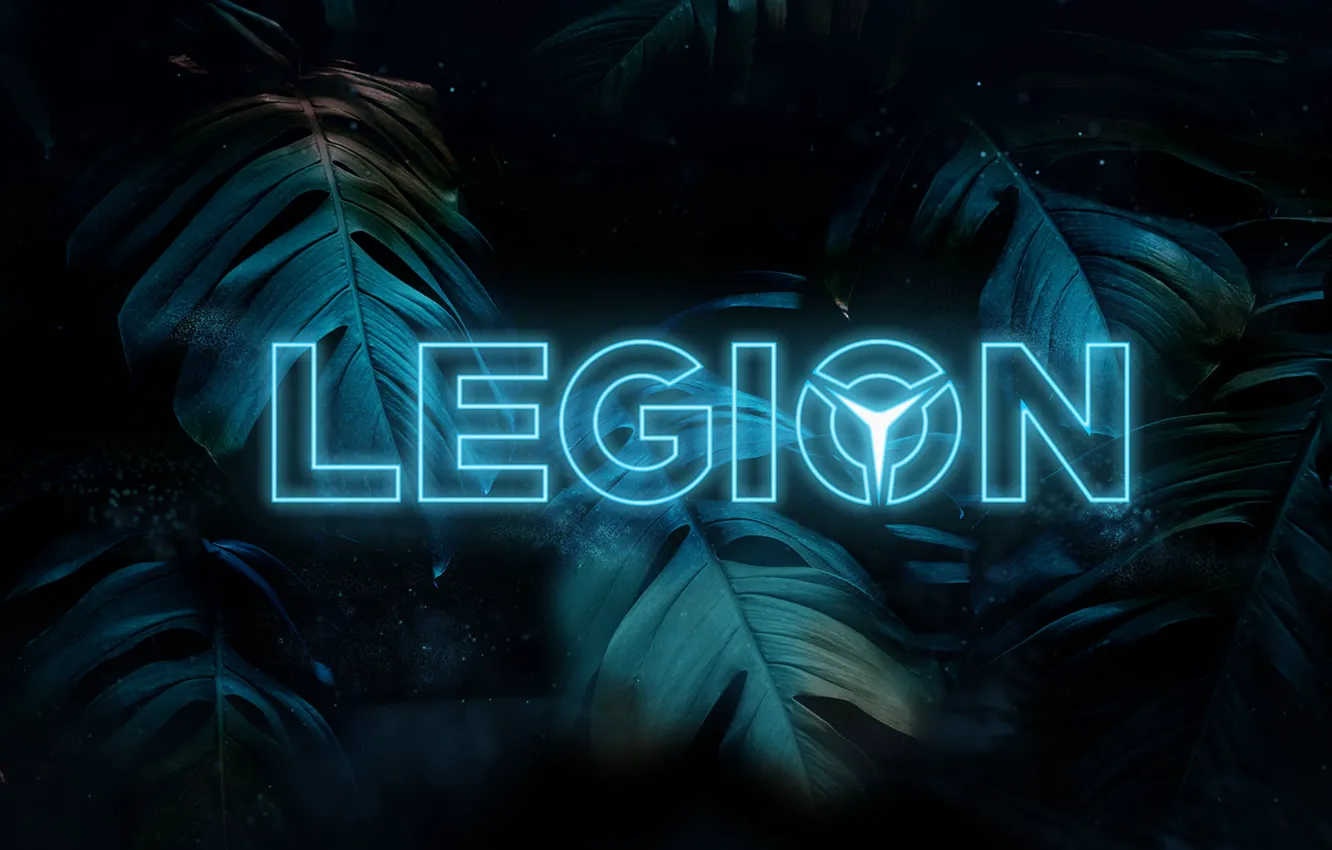 Фото обои темный фон, растения, logo, legion, lenovo