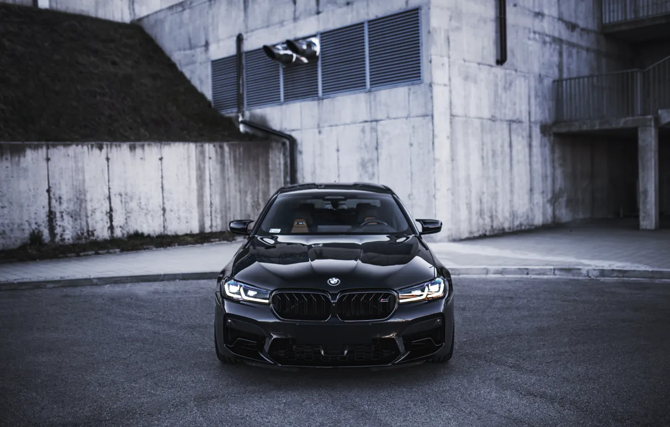 Фото обои BMW, Front, Black, Face, Sight, F90R