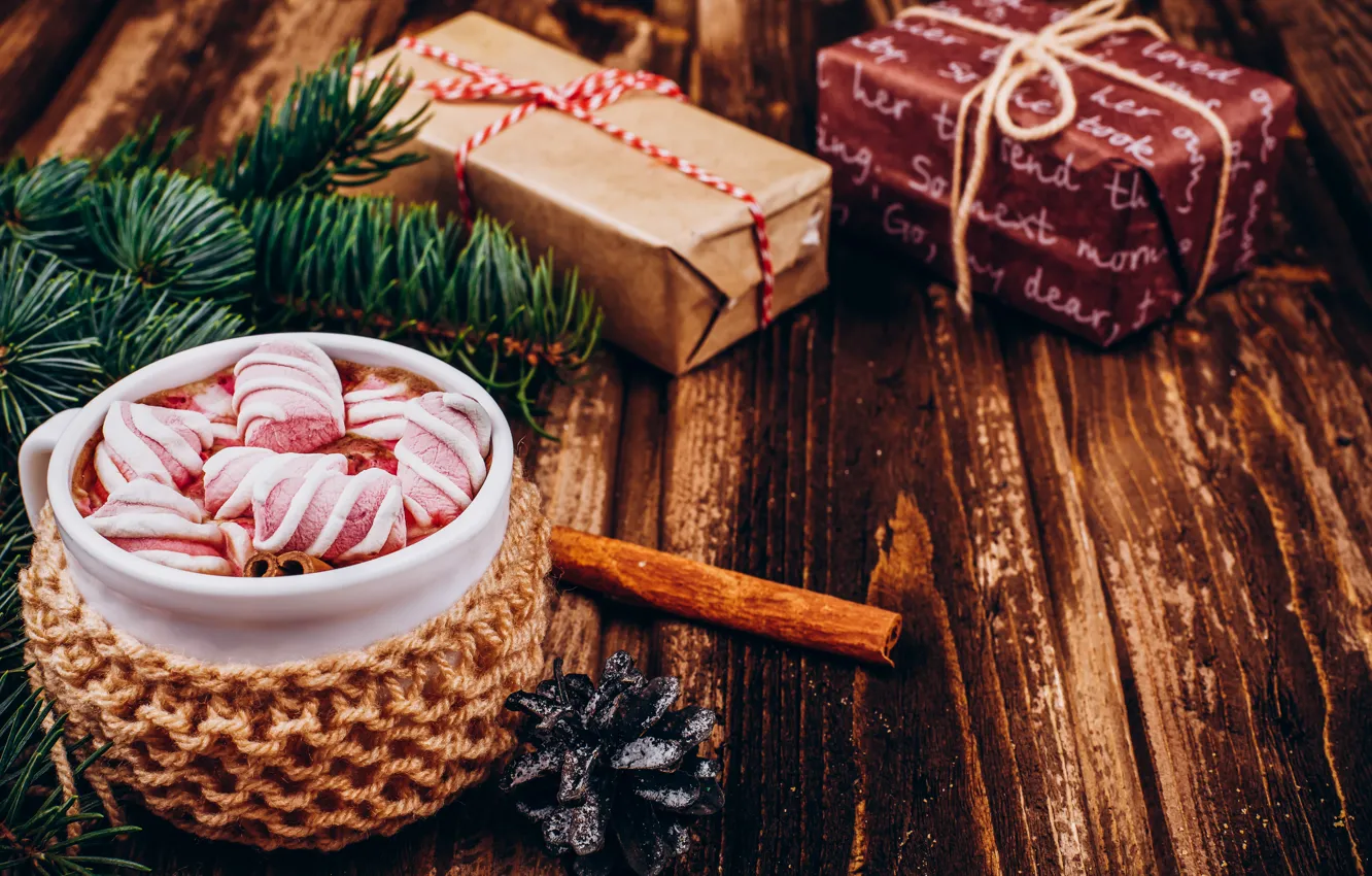 Фото обои украшения, Новый Год, Рождество, кружка, Christmas, cup, New Year, decoration, xmas, Merry, hot chocolate, marshmallow, …