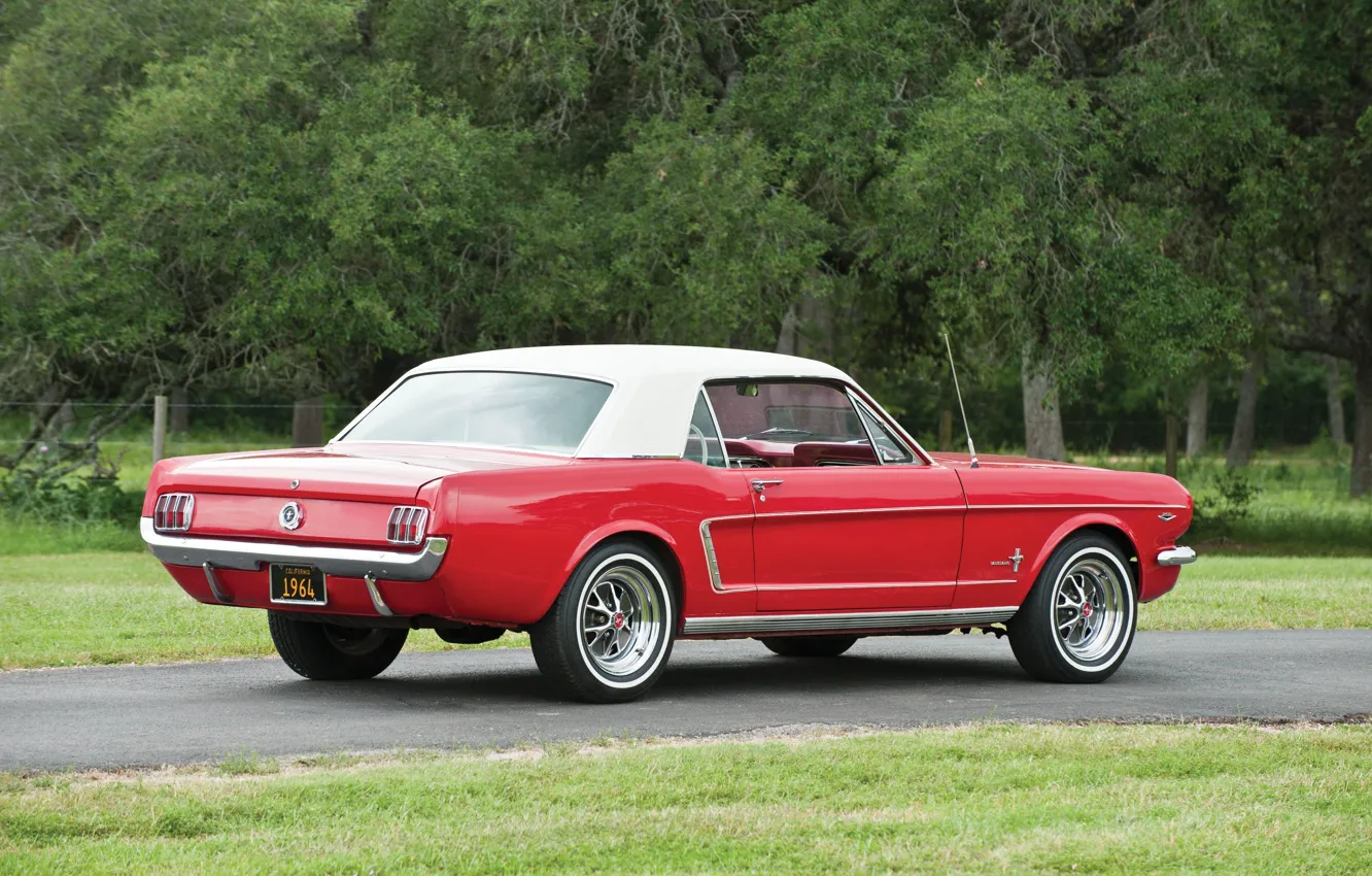 Фото обои Red, Ford Mustang, Classic, 1964, Hardtop, Pony Car