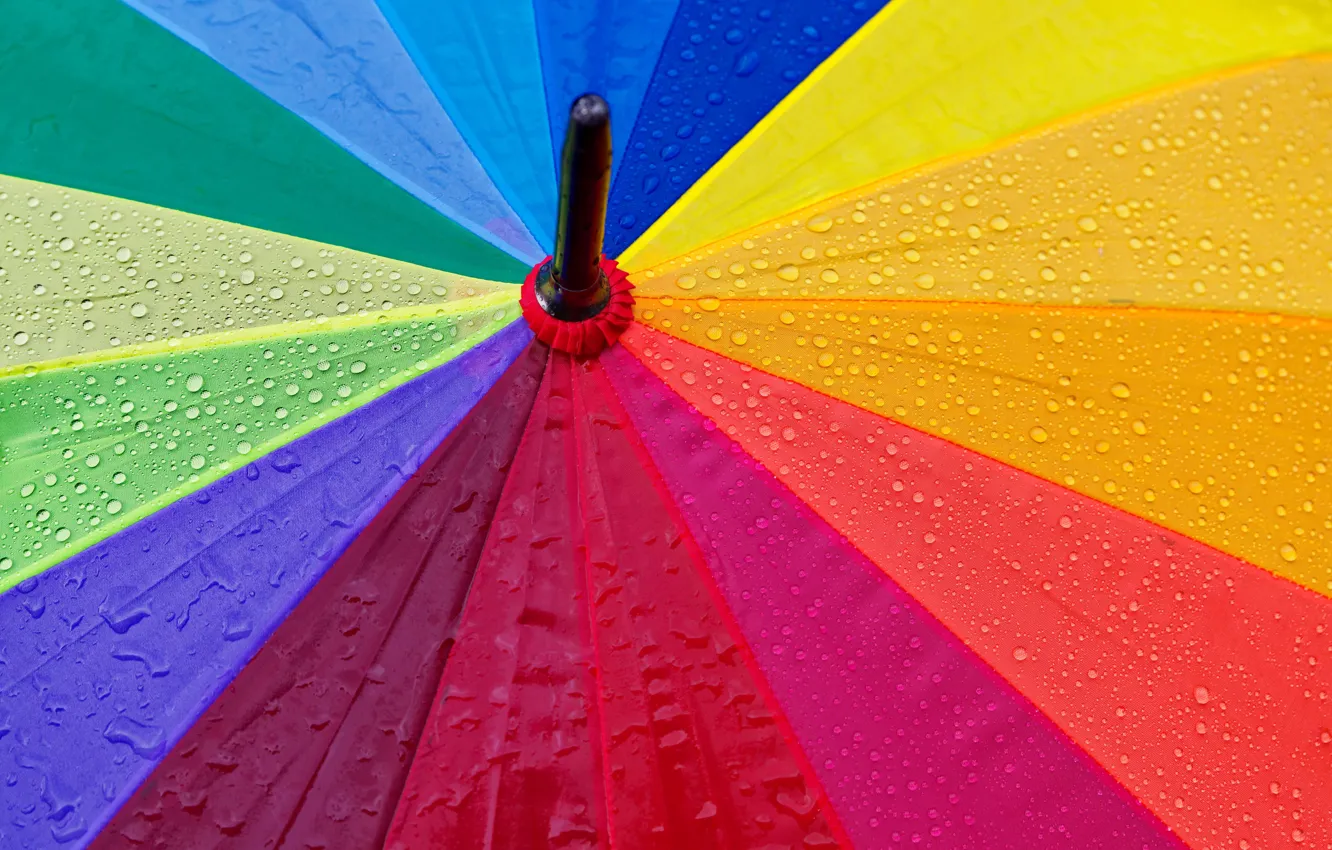 Фото обои colorful, rainbow, wet, rain, close-up, umbrella, macro, textures, blur, drops, droplets, 5k hd background