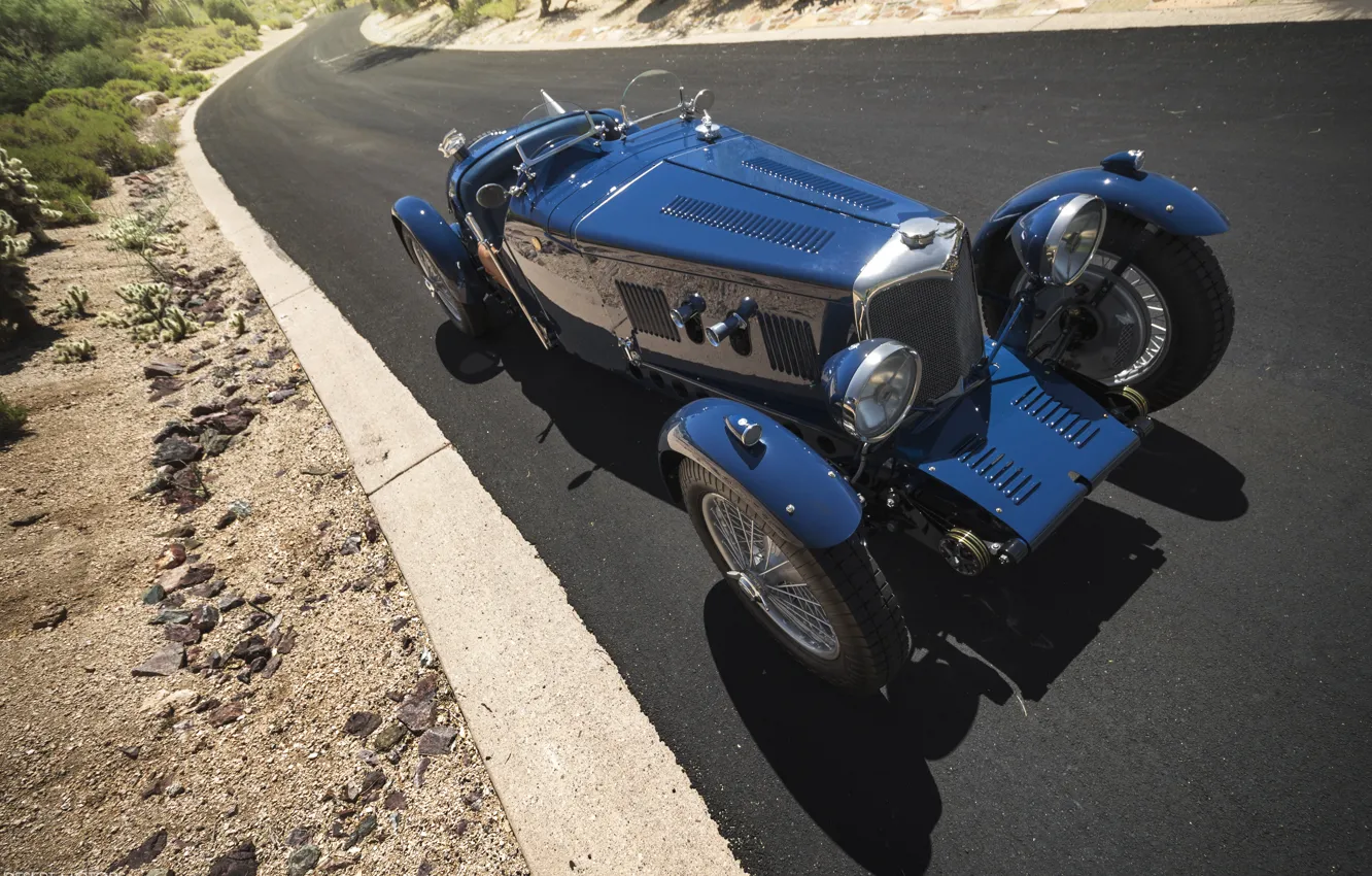 Фото обои Car, Blue, Vintage, Road, 1934, Riler 12-4 Special