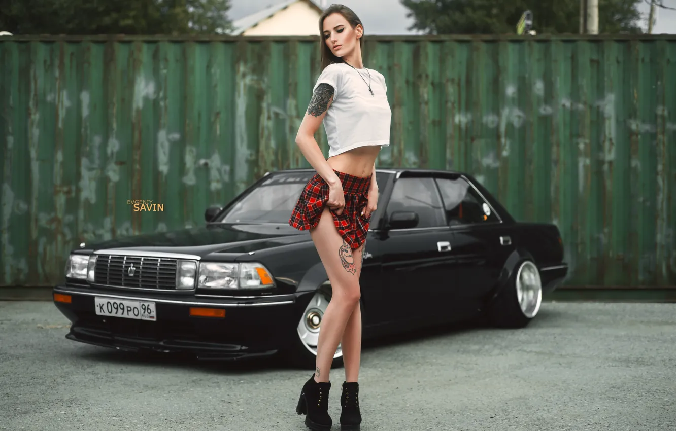 Фото обои sexy, Toyota, cars, japan, girls, nikon, crown, low, stance, worn9, Evgeniy Savin, girls and cars, …