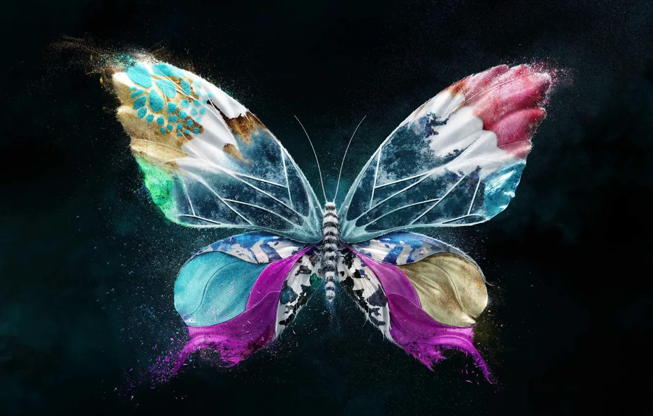 Фото обои яркие краски, полет, бабочка, крылья, насекомое, flight, wings, butterfly, 3D графика, insect, bright colors, 3D …