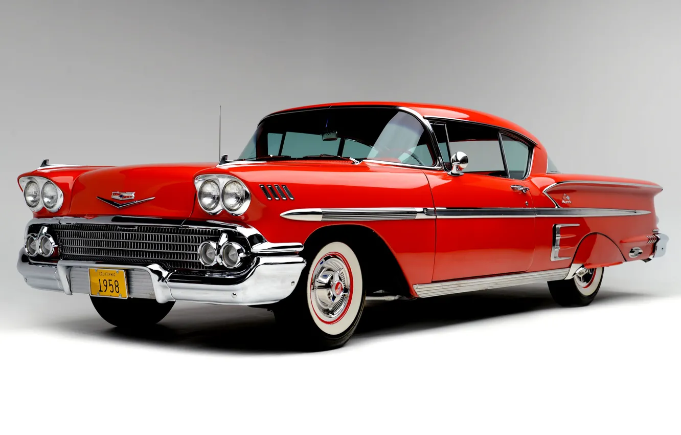 Фото обои Chevrolet, Капот, Фары, Classic, Bel Air, Impala, Classic car, 1958, Радиаторная Решетка, Chevrolet Bel Air …