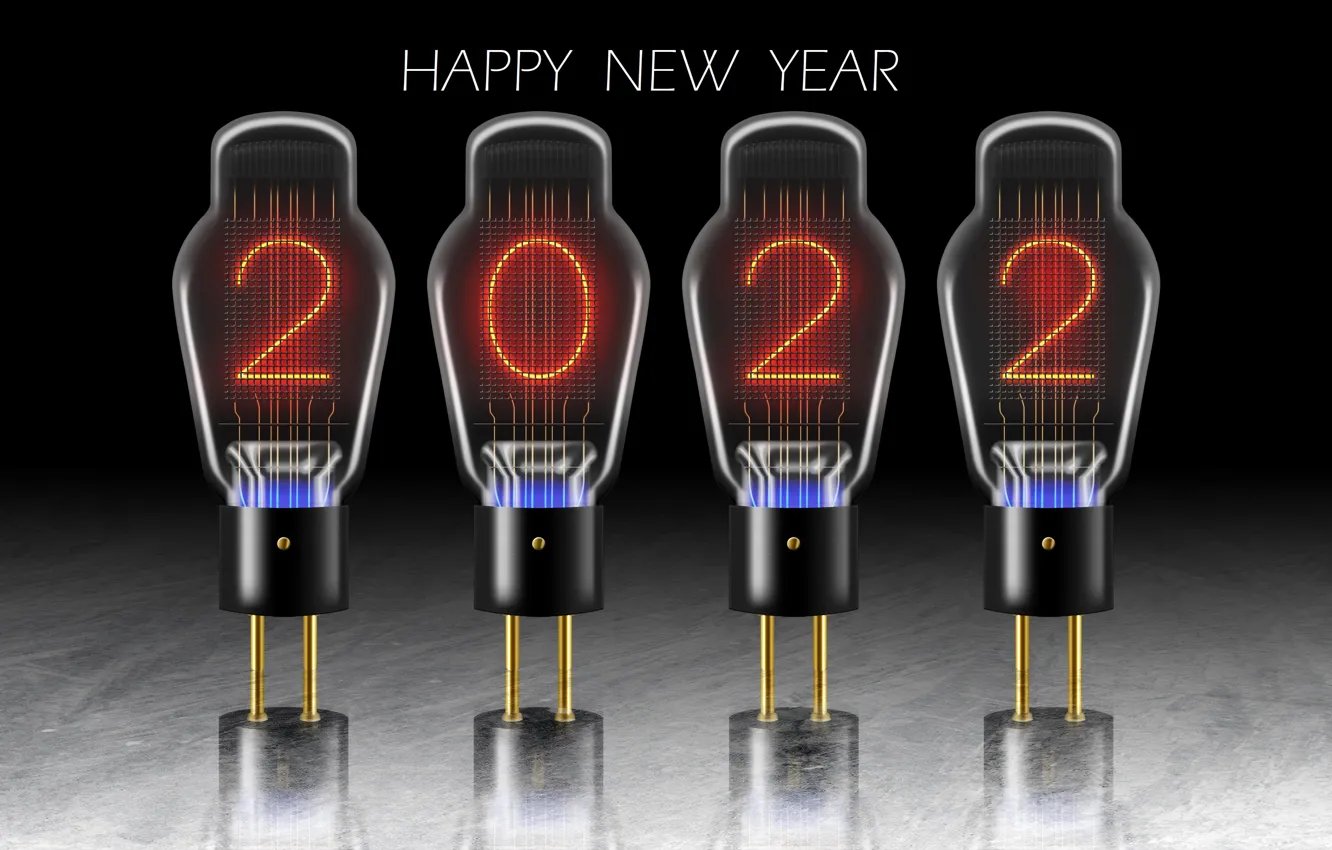 Фото обои праздник, новый год, цифры, Happy New Year, с новым годом, Merry Christmas, 2022, радиолампы, Feliz …