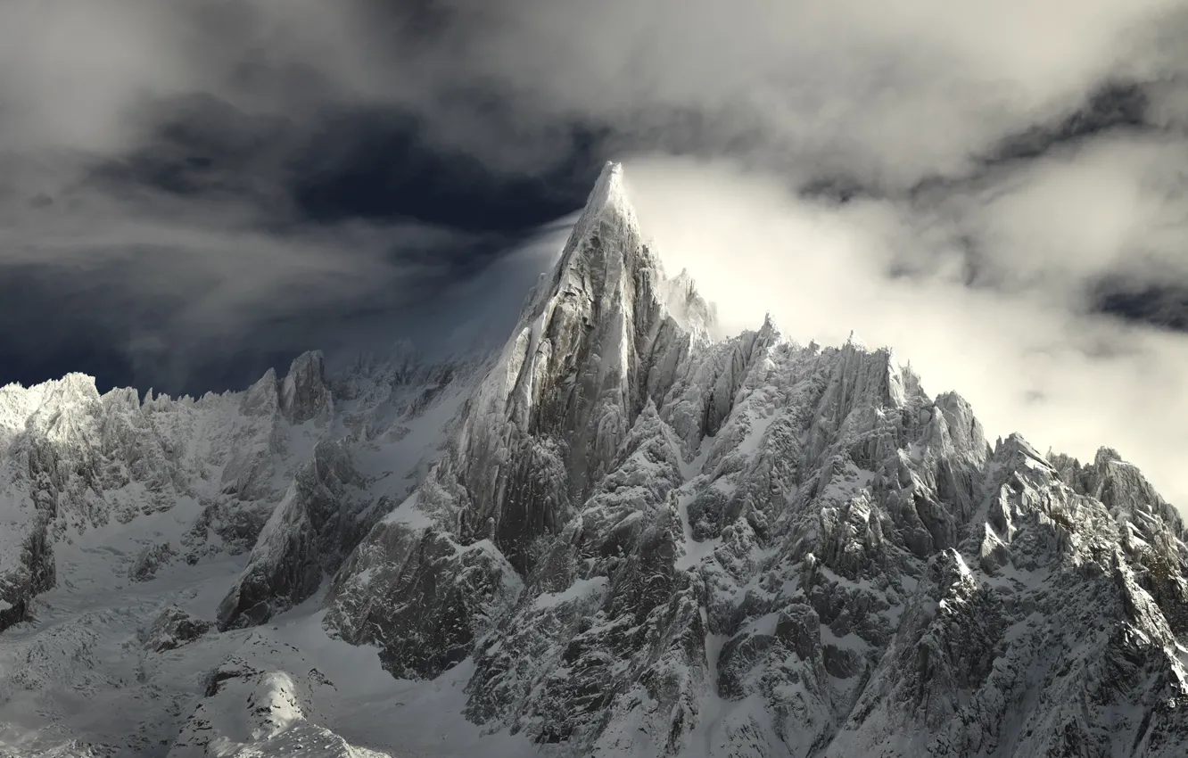 Фото обои зима, небо, облака, снег, горы, природа, скалы
