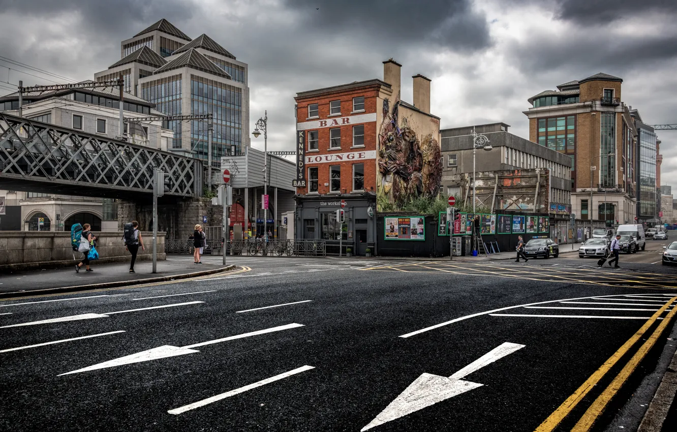 Фото обои улица, дома, Ирландия, Дублин
