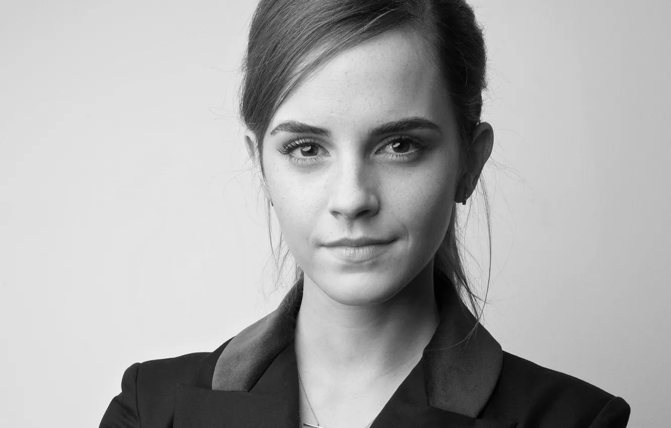 Фото обои девушка, black & white, актриса, черно-белое, Эмма Уотсон, Emma Watson, знаменитость, монохром