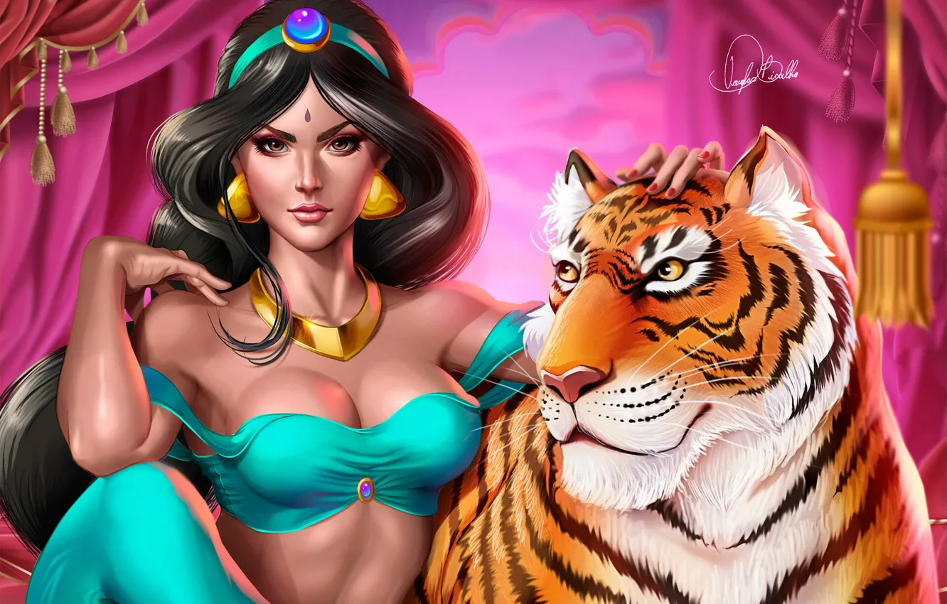 Принцесса и тигр картинка