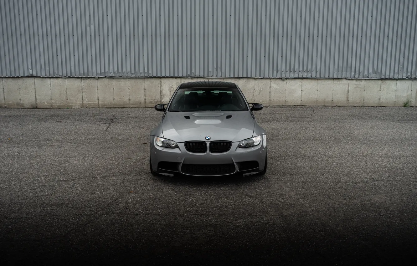 Фото обои BMW, Wall, Front, E92, Face, Silver, Sight