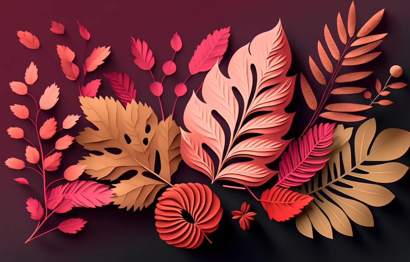 Фото обои листья, фон, colorful, red, натюрморт, background, autumn, leaves, still life, композиция, осенние, bright, composition