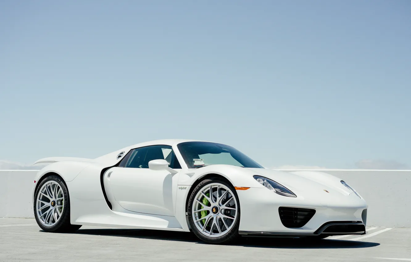 Фото обои Porsche, Sky, 918, Hybrid, White, VAG